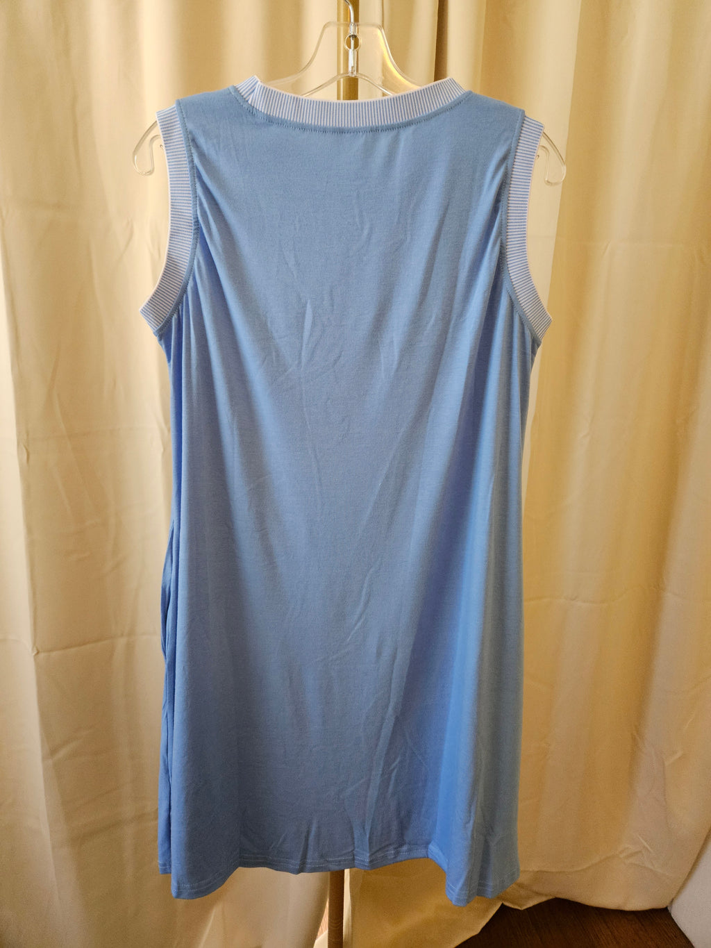 Lovesoft Sky Blue Sleeveless Swing Dress With Pockets