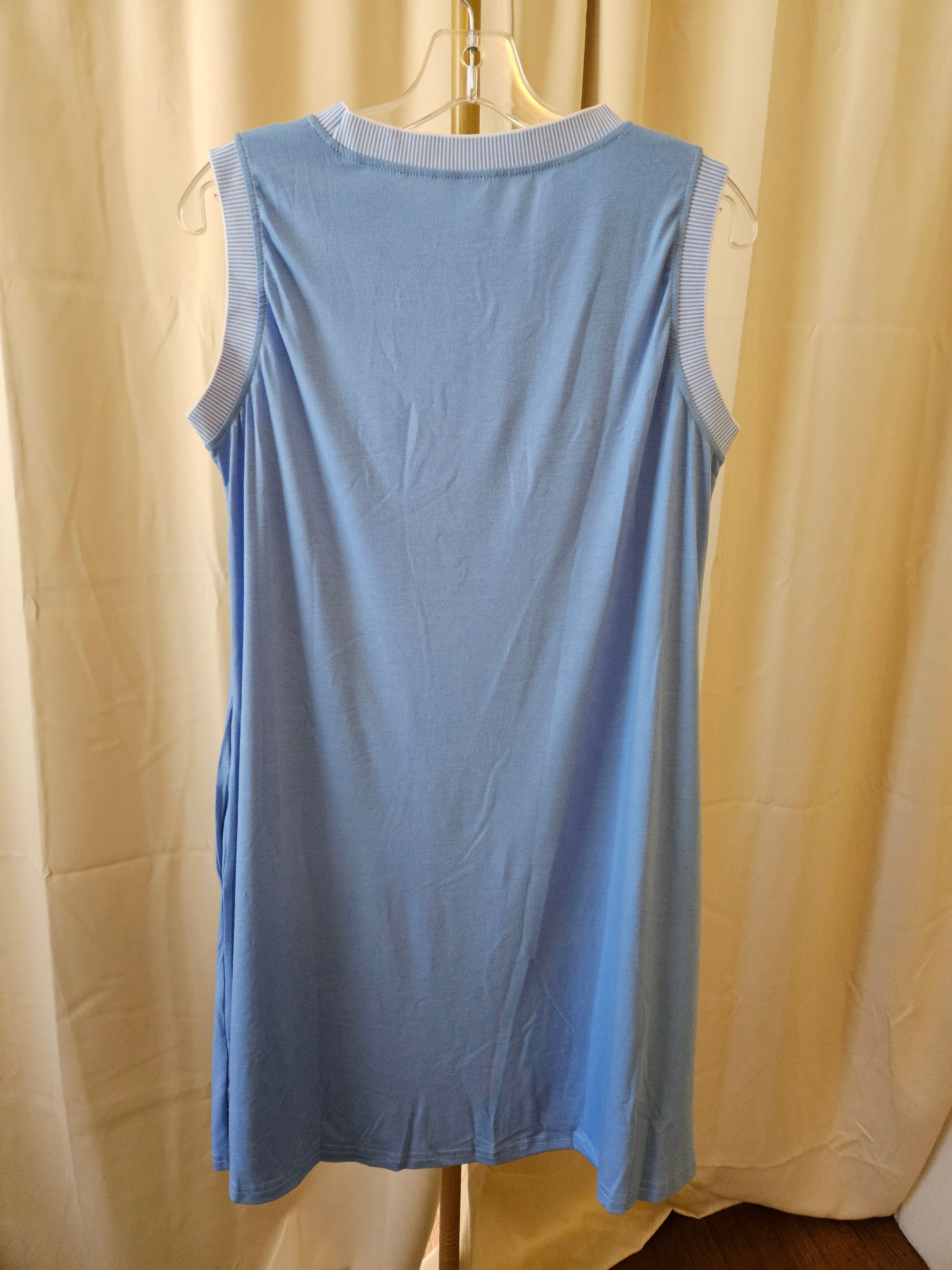 Lovesoft Sky Blue Sleeveless Swing Dress With Pockets