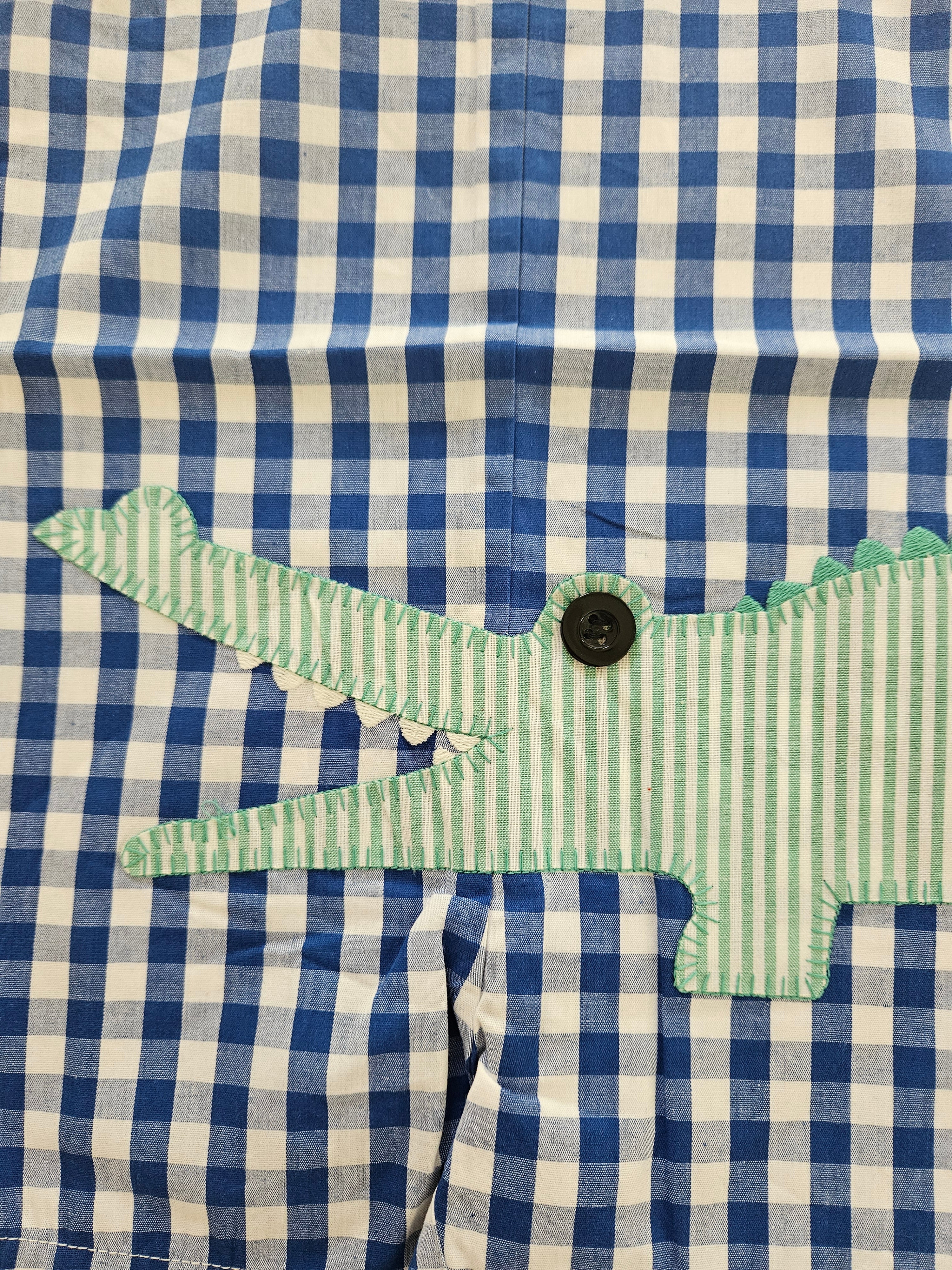 Lil Cactus Blue & White Gingham Alligator Jon Jon Size 6–12M
