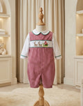 Petit Ami Smocked Santa Sleigh Gingham Jon Jon