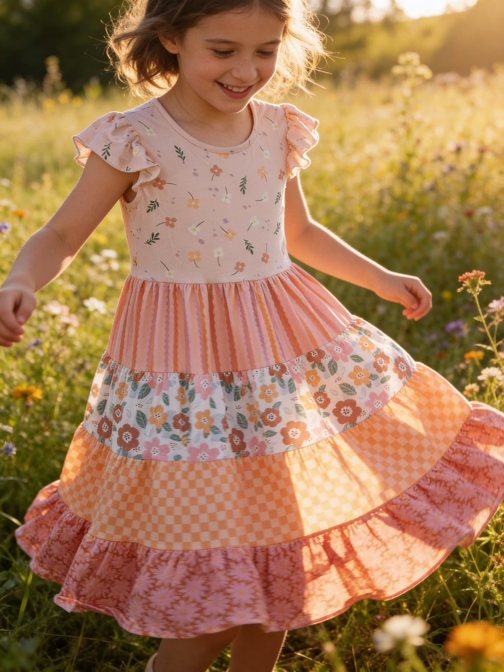 🌸 Adorable Sweetness Ava Retro Floral Check Tiered Dress 🌸