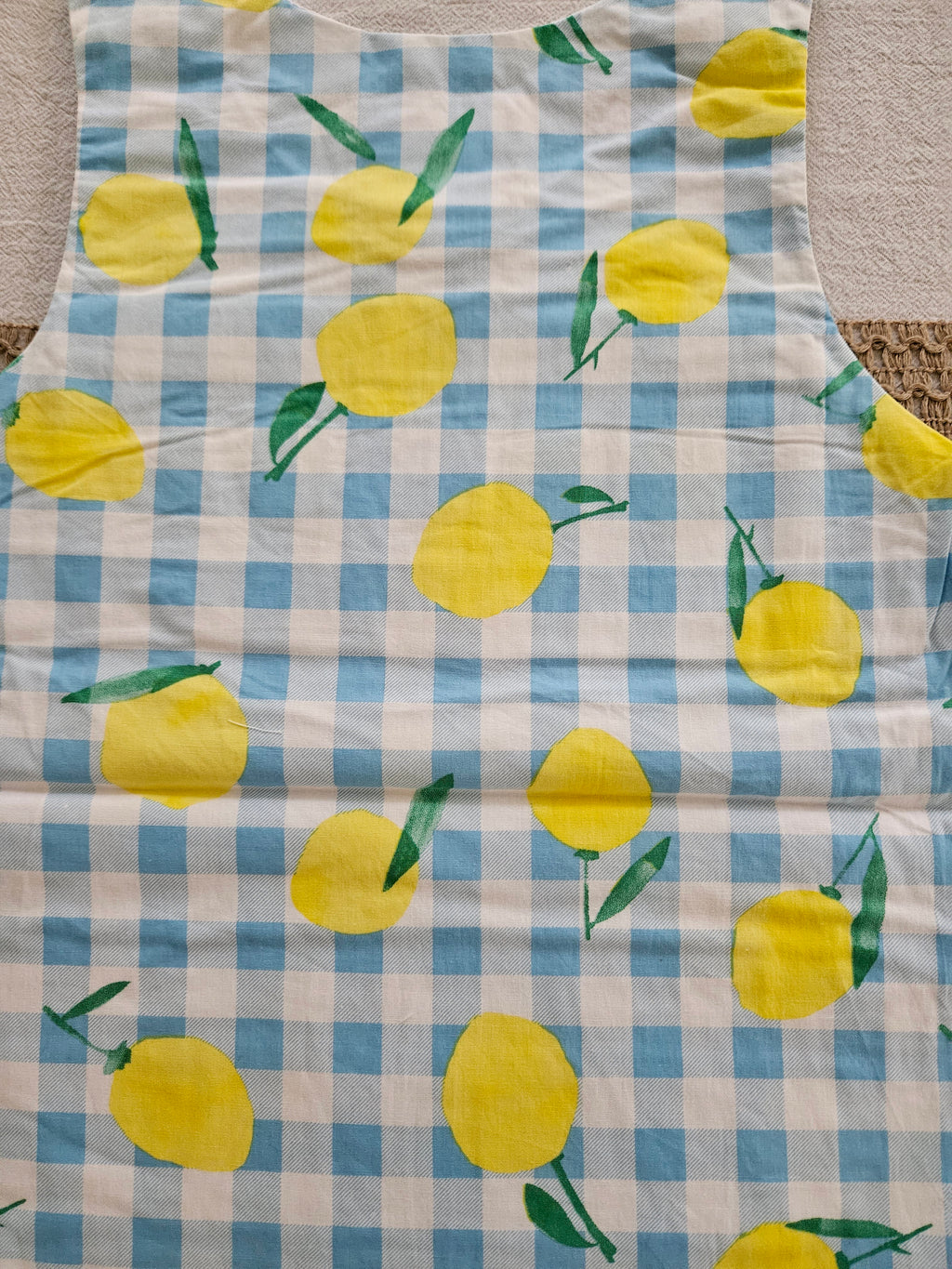 Lil Cactus Blue & White Gingham Lemon Smocked Jon Jon | Size 3T