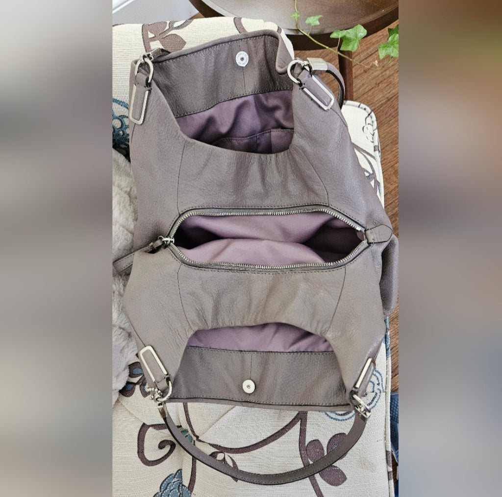 Coach Leather 3 Section Shoulder  Handbag