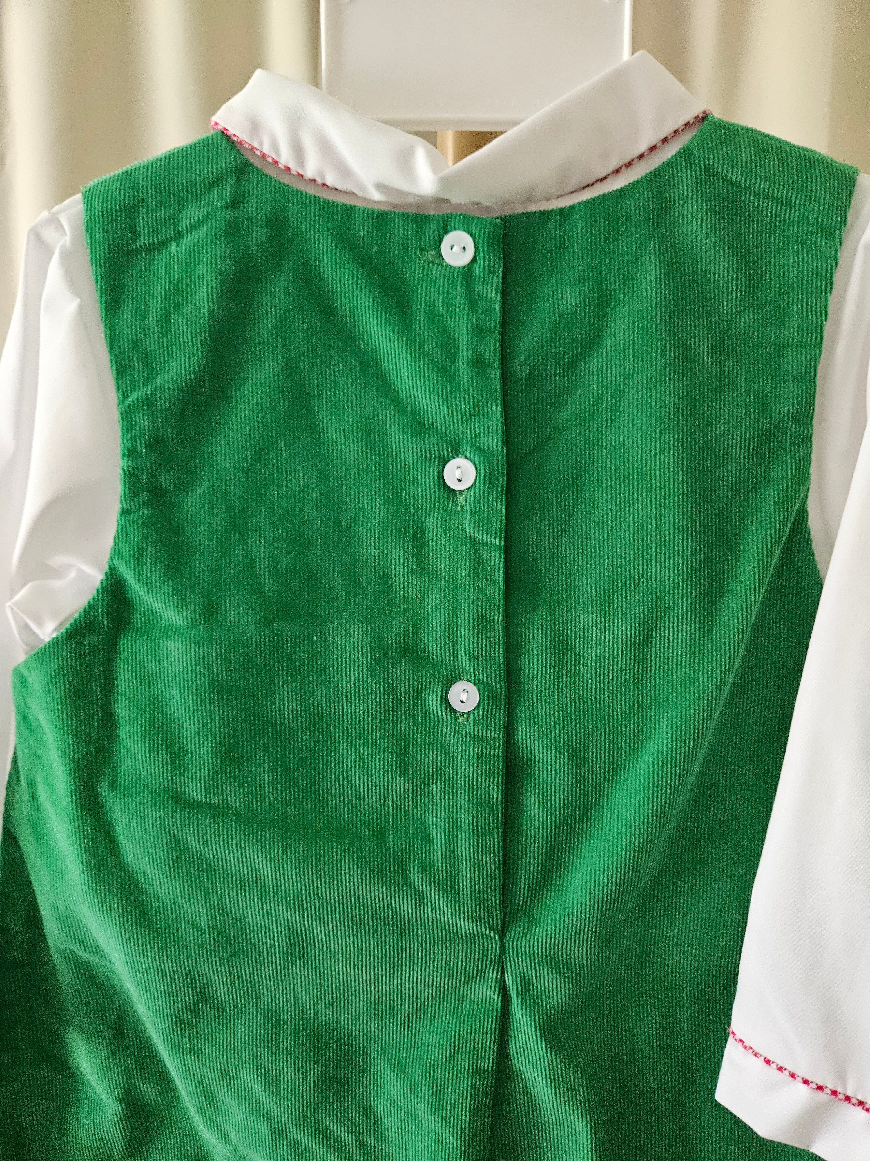 Petit Ami Christmas Train Corduroy Overall Set