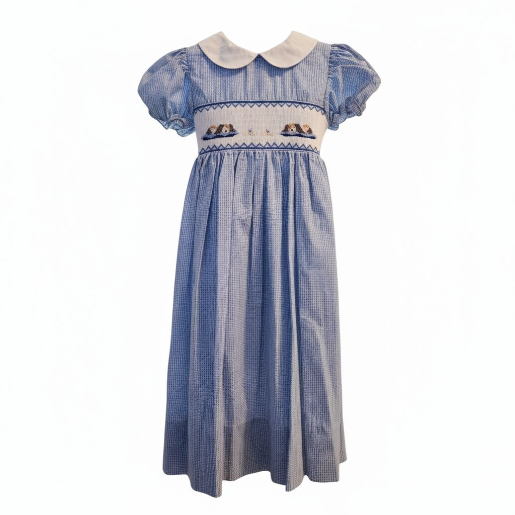 NWT Rosalina Collections Smocked  Dress with Puppies Sz 6Y