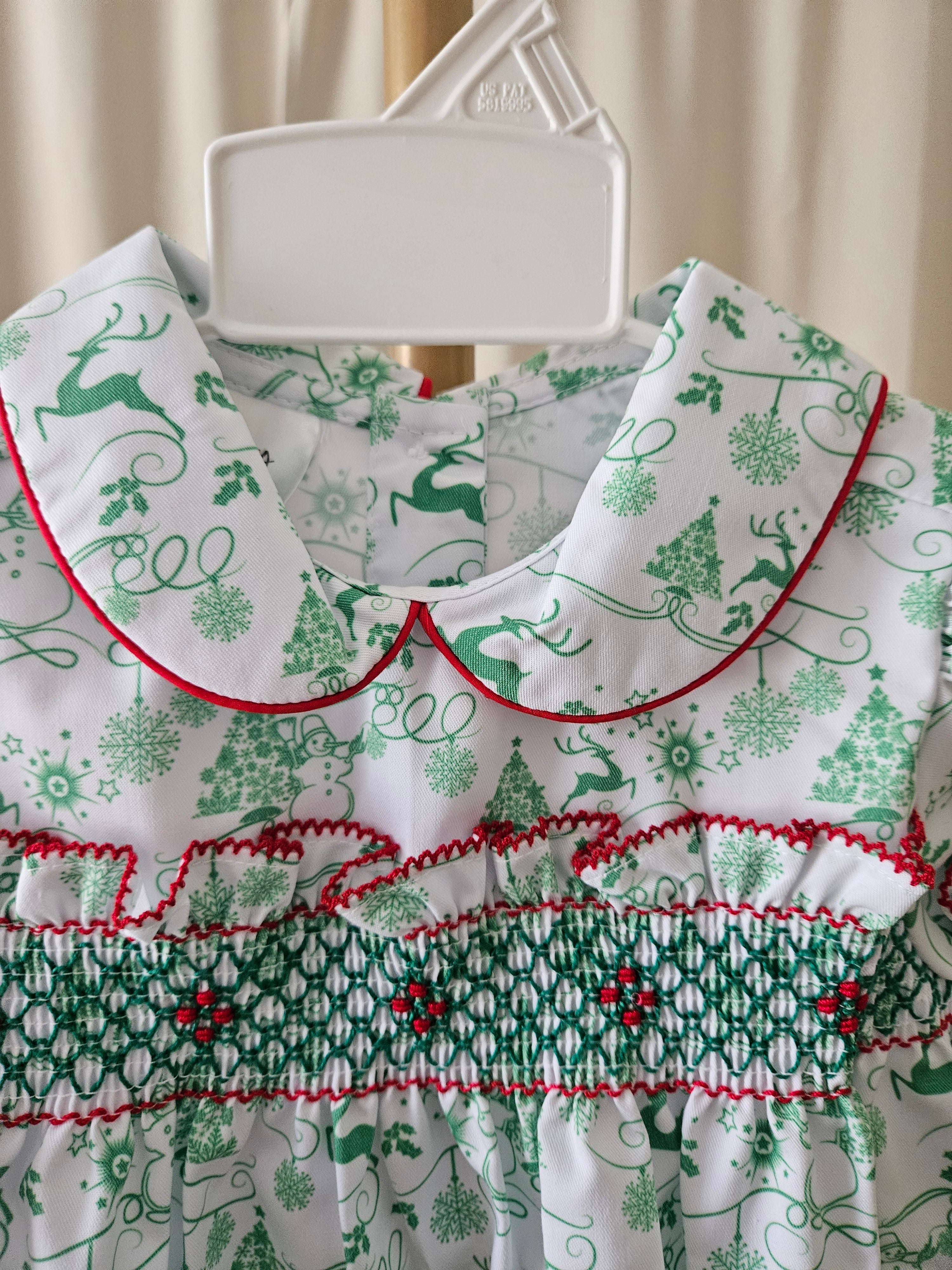 Baby Blessings Smocked Christmas Holly Dress 🎄