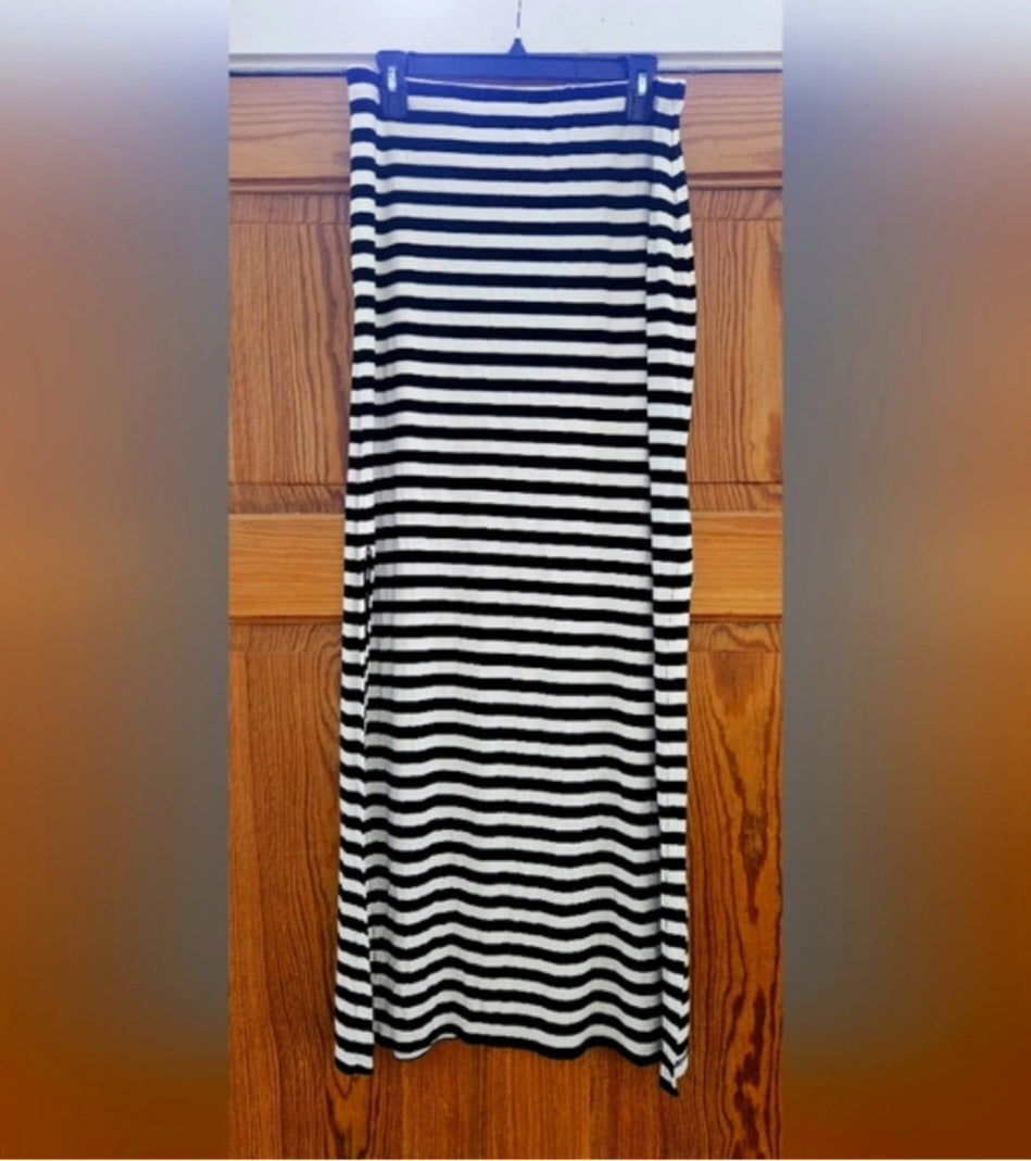 Michael Kors Maxi Blk & White Pull-on Elastic Waist Skirt Sz Large