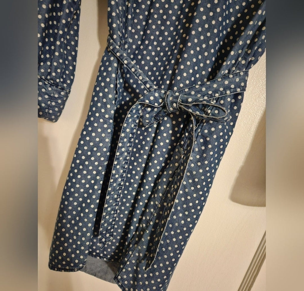 Denim and White Polk a dot mini dress. Size XSmall