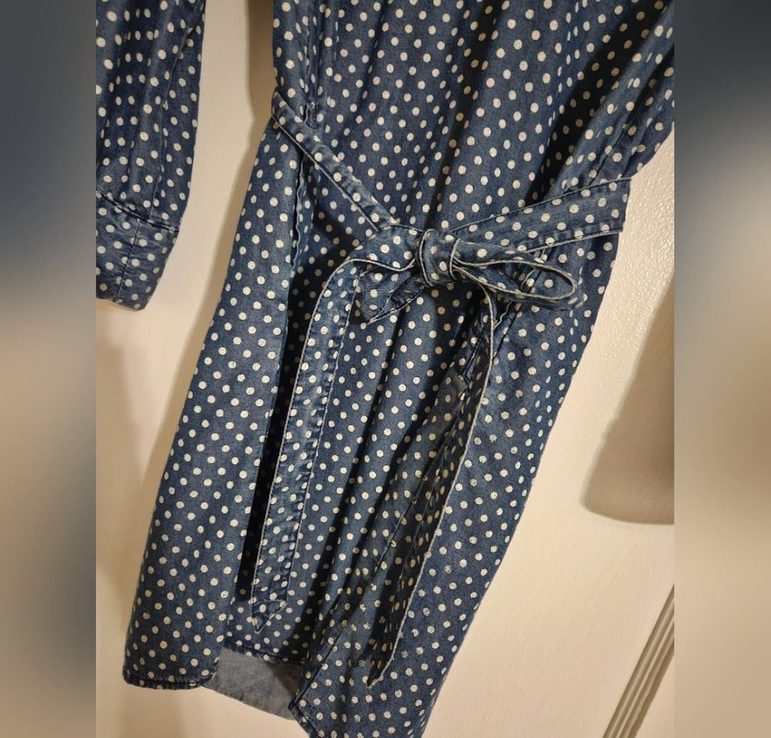 Denim and White Polk a dot mini dress. Size XSmall