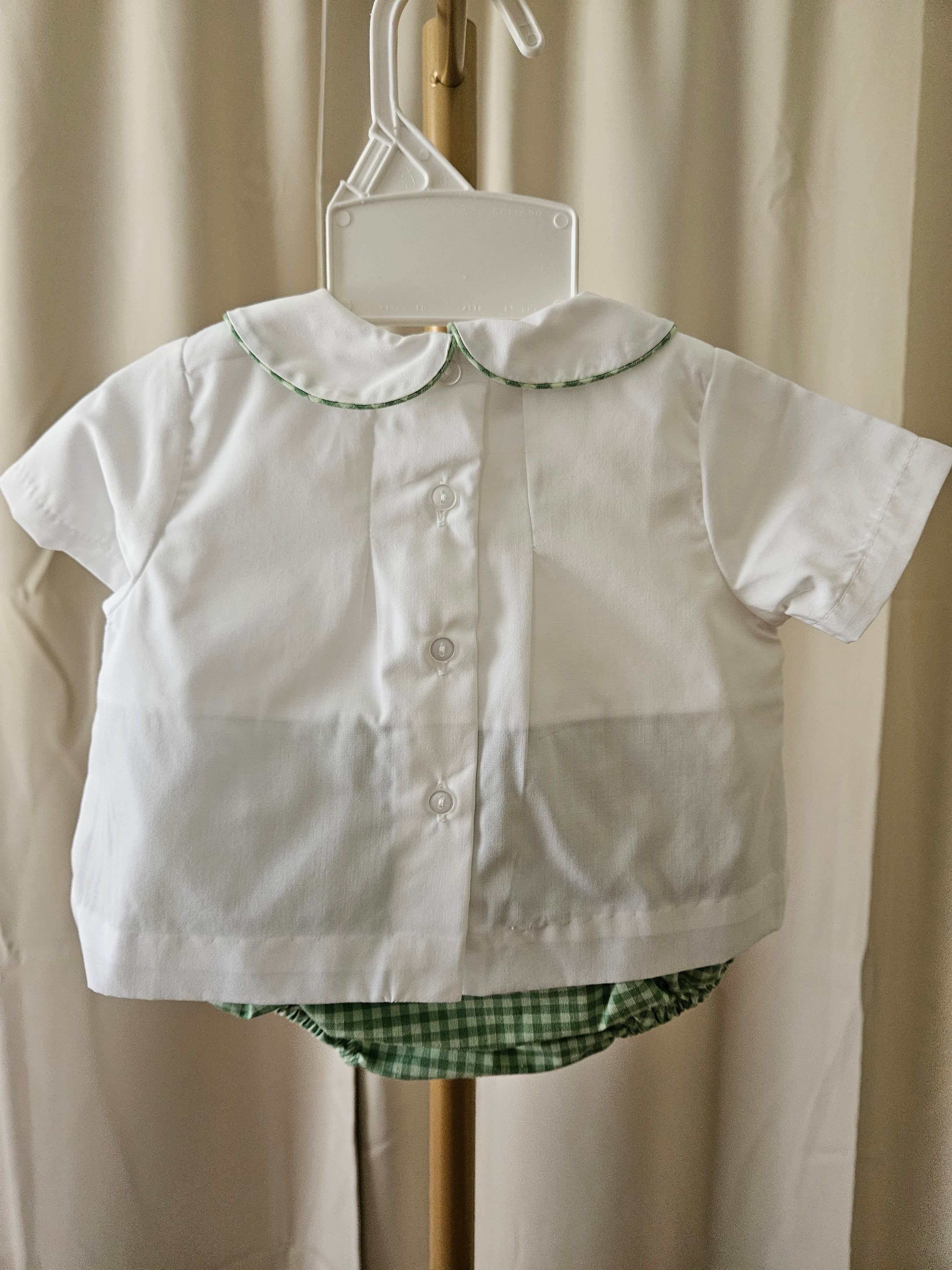 Petit Ami Baby Boy 2pc Gingham Bloomer Set NB & 3M