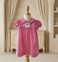 Baby Blessings Embroidered Santa Gingham Dress
