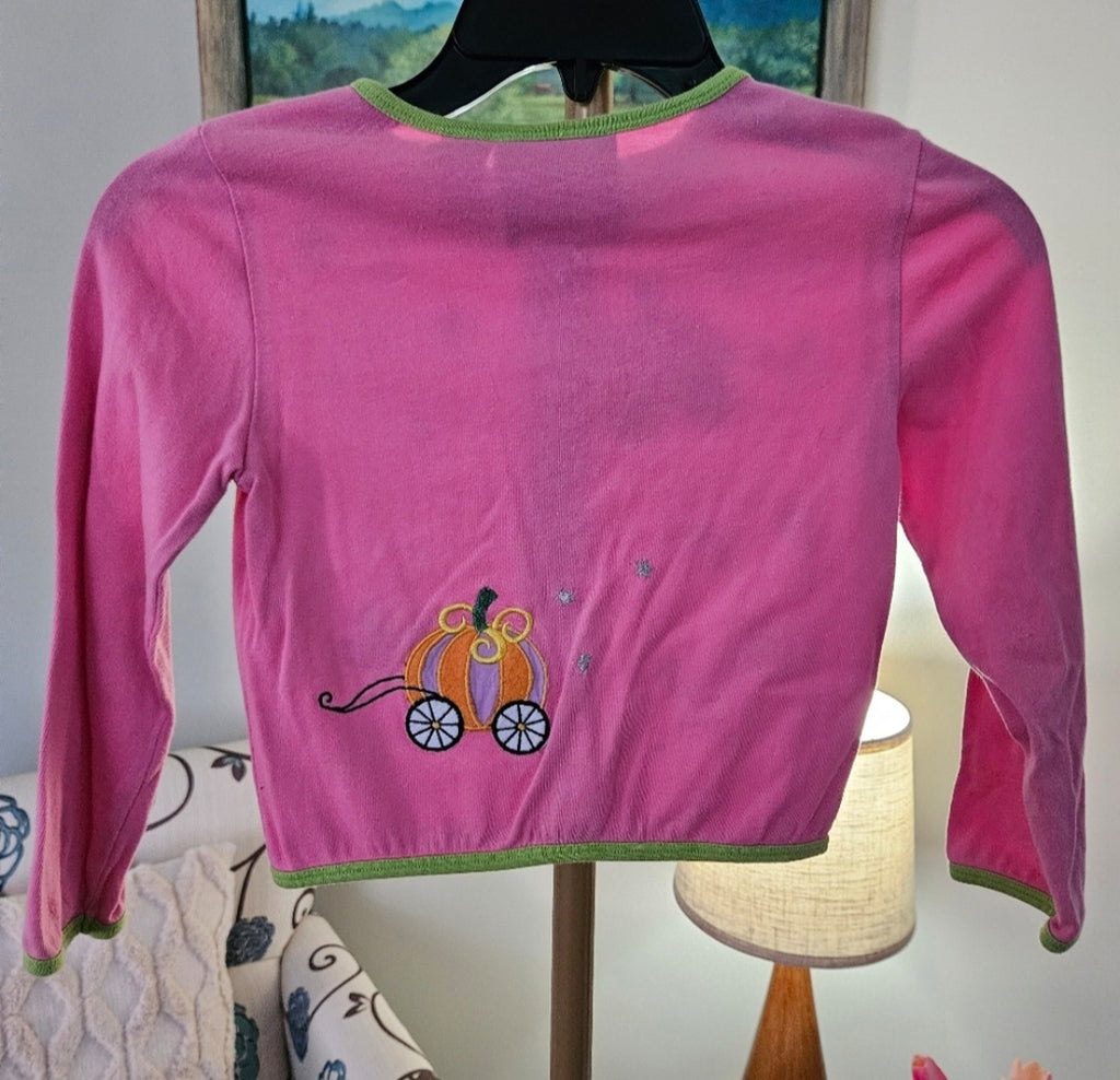 Michael Simon Pink Cinderella  Cardigan with Green Accents Sz 5