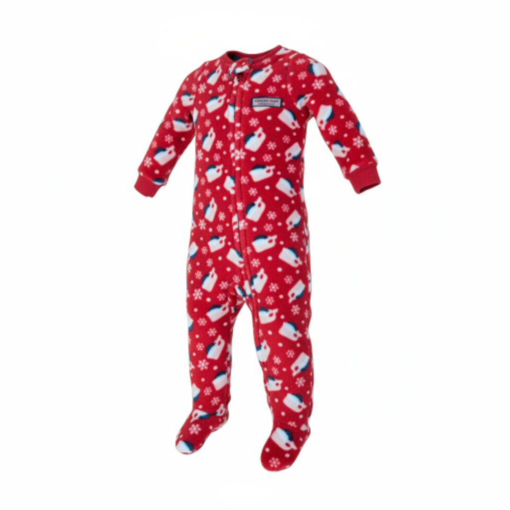 Vineyard Vines Baby Santa Whale Footed Fleece Sleeper Sz 3-6M