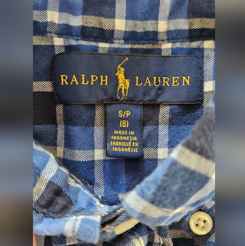 Ralph Lauren Blue Plaid Longsleeve Button Down Size S (8)