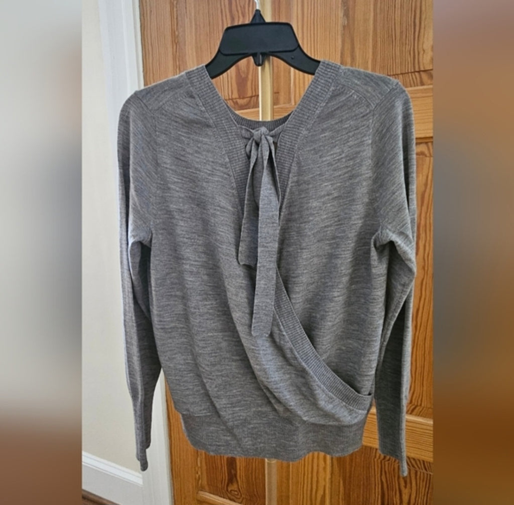 J.Crew Grey Lightweight Wrap Sweater. Ties in back Size Medium