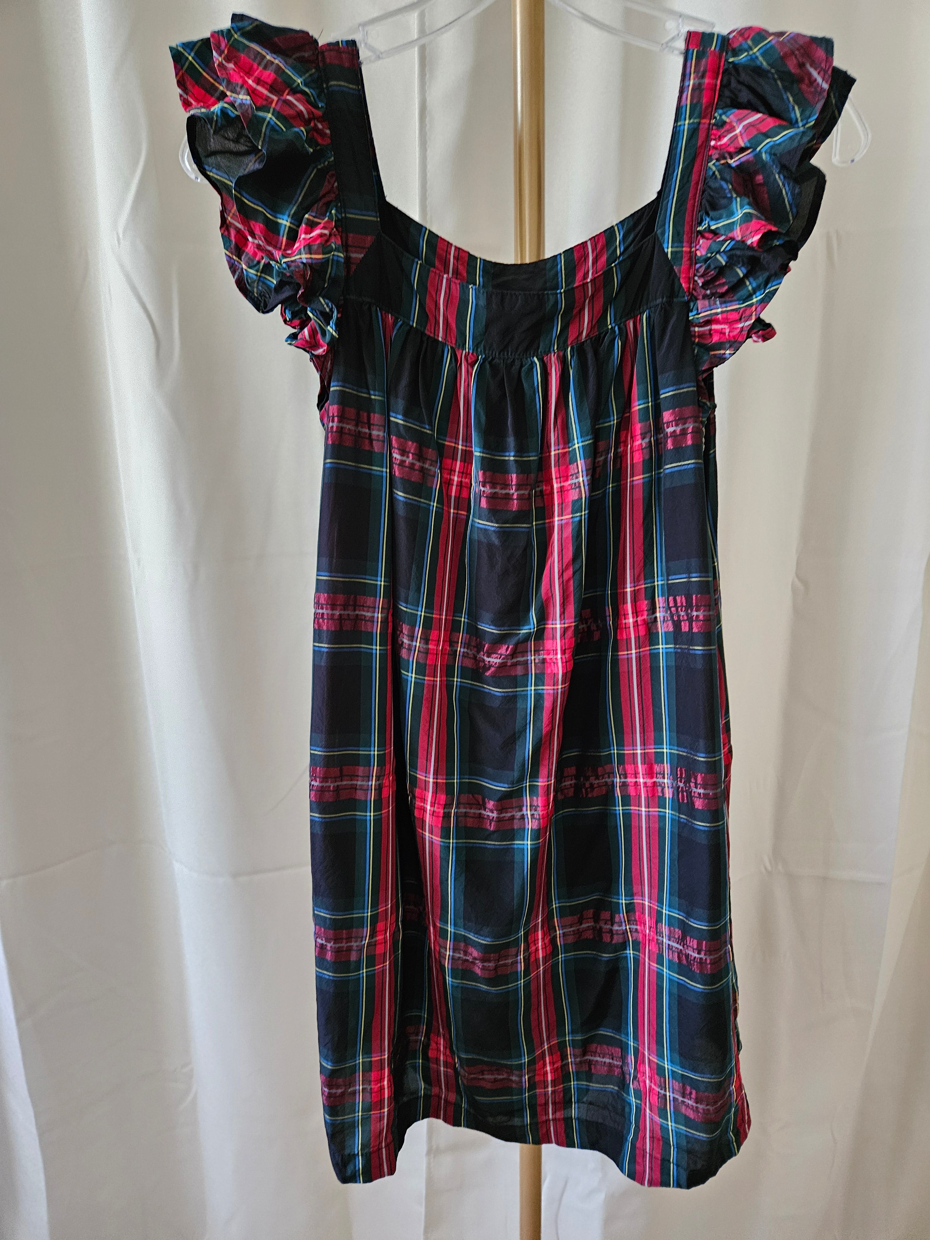 Vineyard Vines Girls Plaid Flutter Sleeve Dress