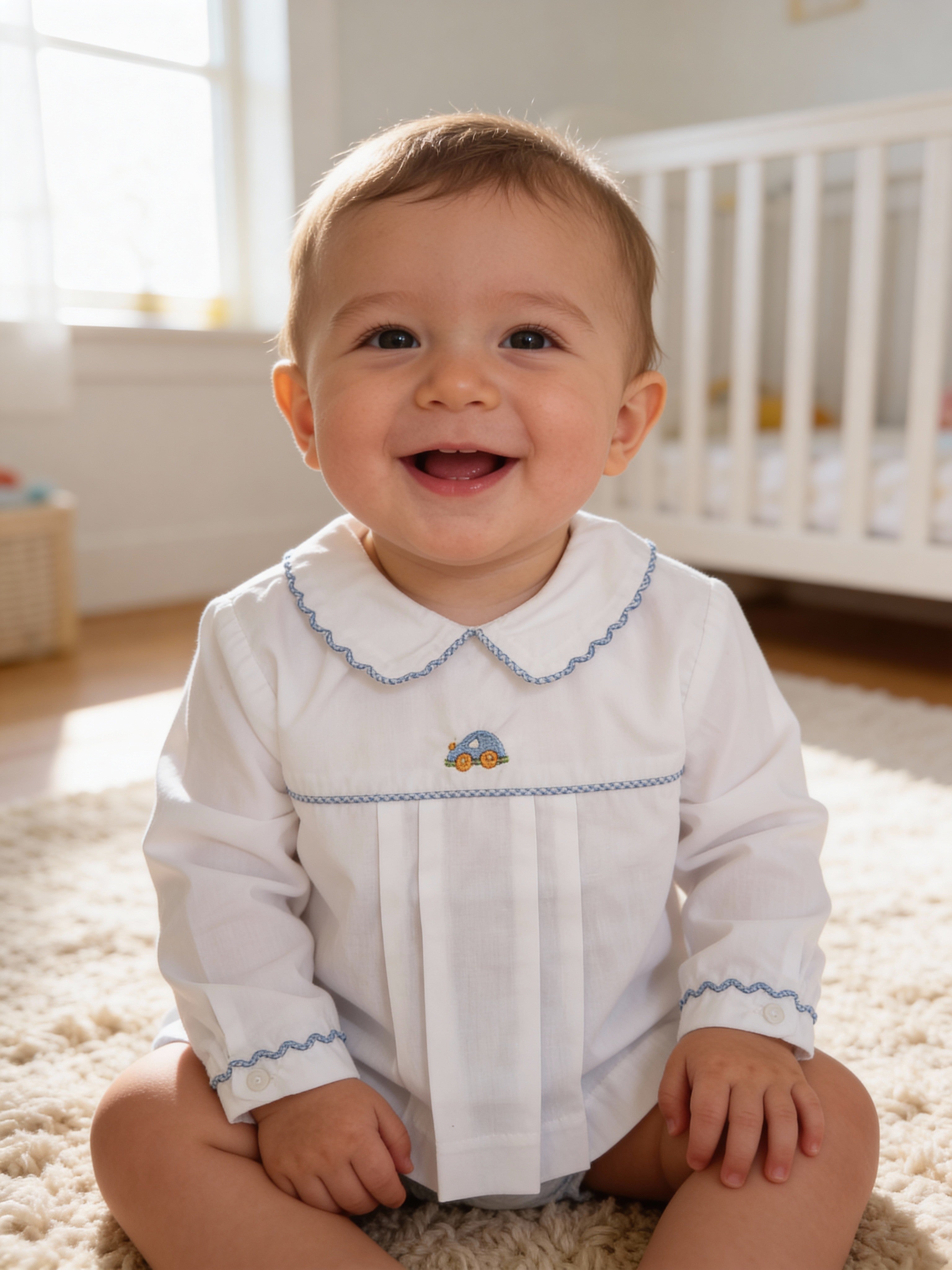 Petit Ami Embroidered Delicate Car Diaper Matching Set