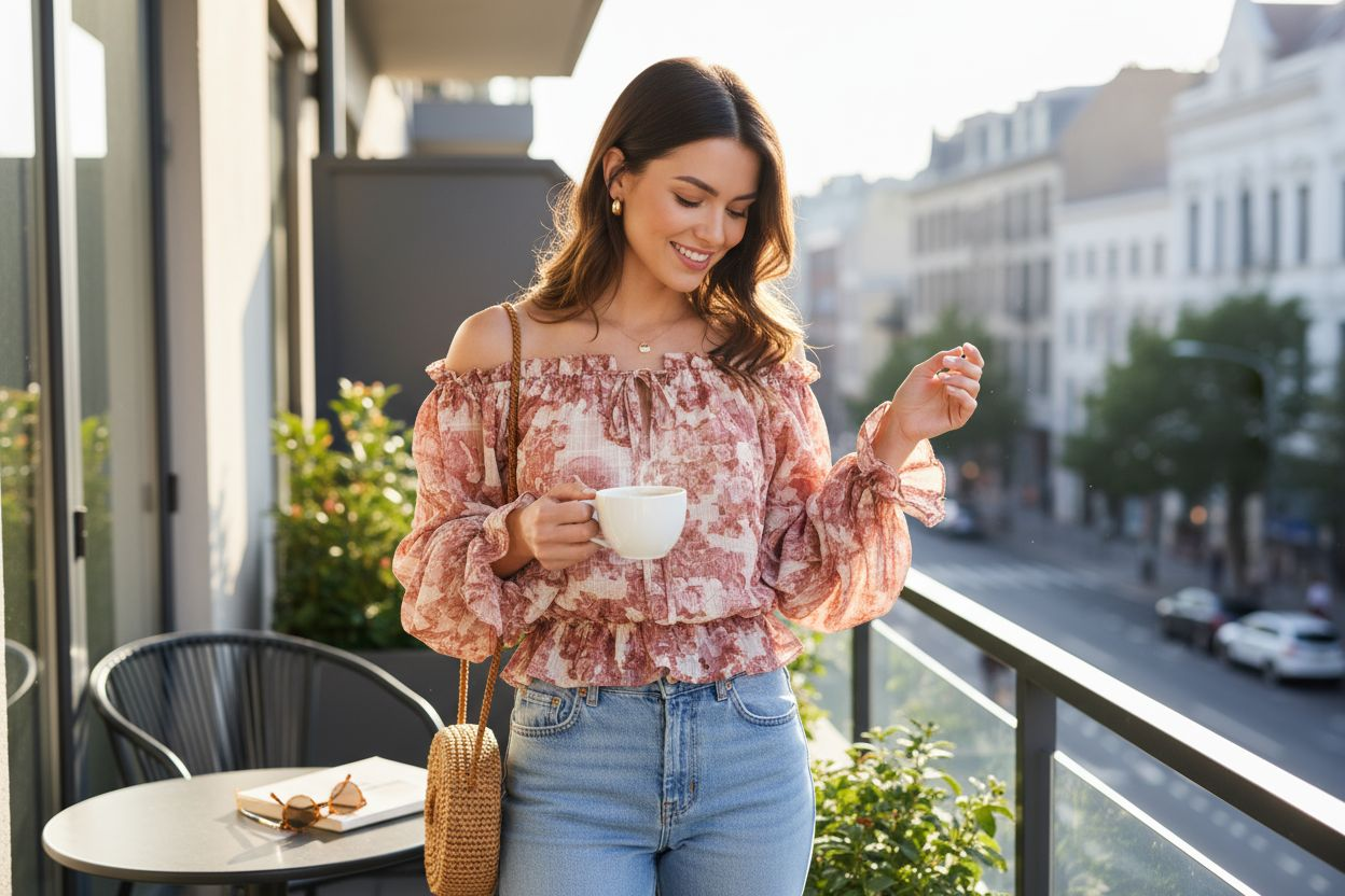 Flying Tomato Cropped Floral Balloon Top Size Small