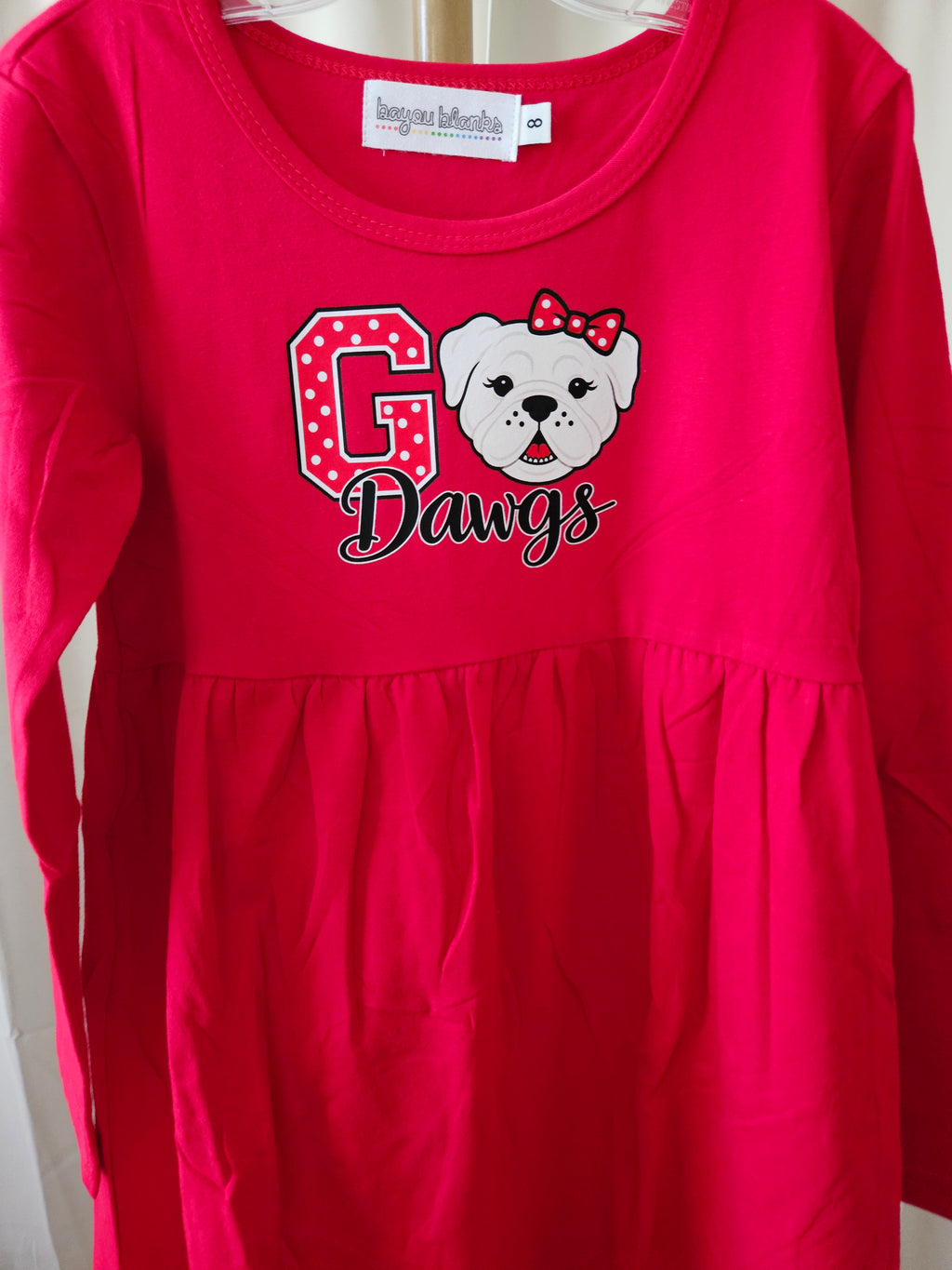 Red Long Sleeve Go Dogs Dress Bayou Blanks
