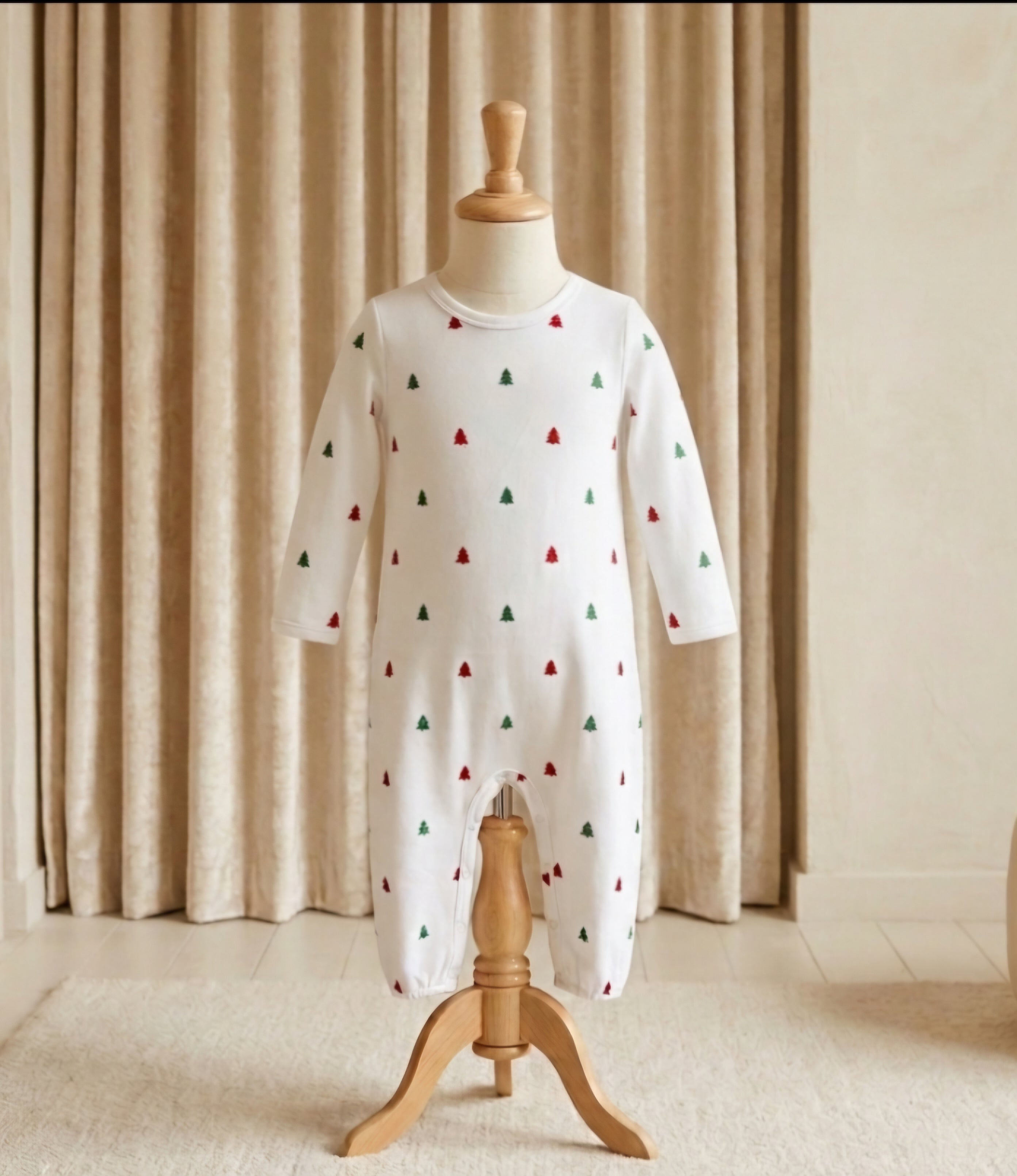 The Beaufort Bonnet Company Darling Play Romper Thomas Tree Farm Print