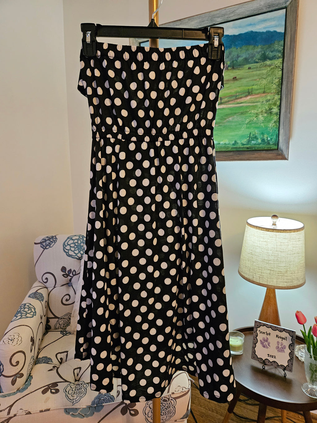 Xhilaration Strapless Black and White Polk A Dot Asymmetrical Dress Sz XS