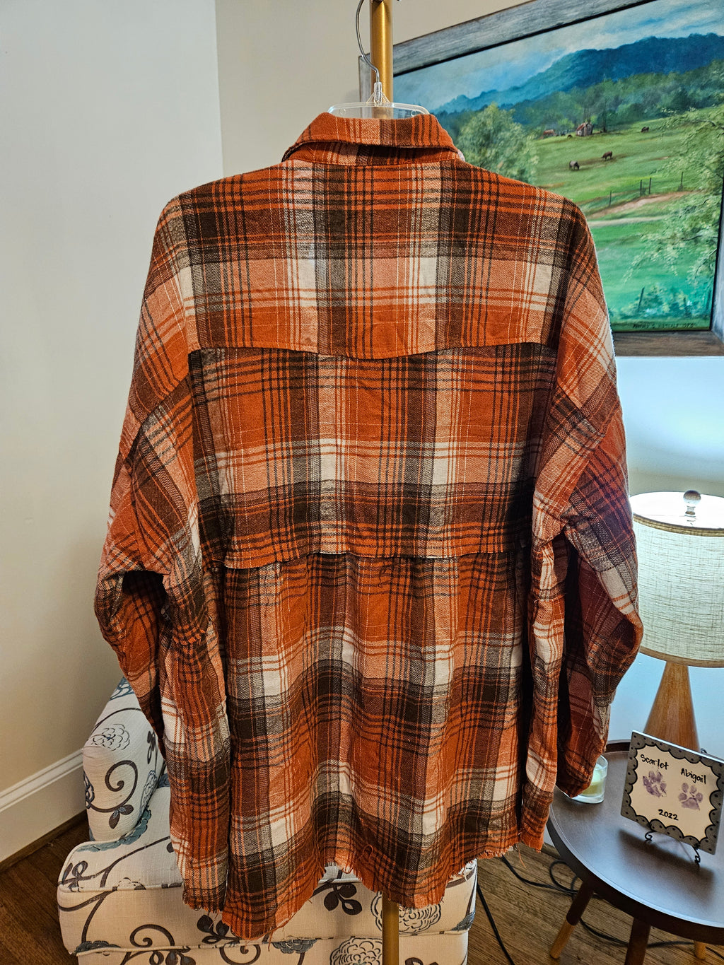 Impressions Orange Plaid Flannel Button Down Shirt Sz 2X