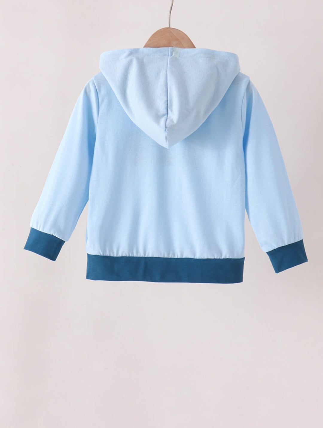 Blue Character Embroidered Hoodie. Featuring toddler Captain America, Spiderman, and Superman. Online Only