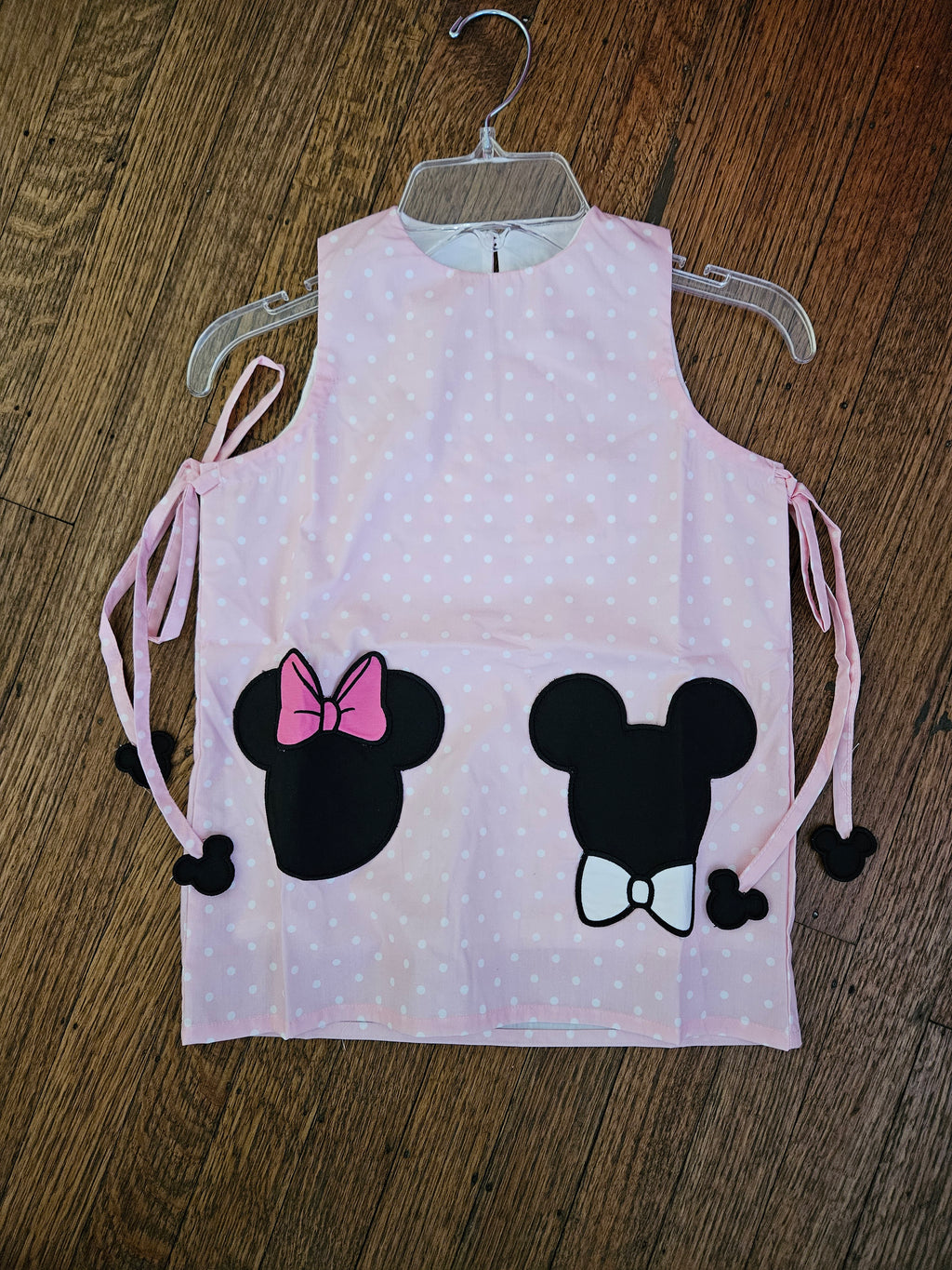 The Yellow Lamb Pink Polka Dot Kids Dress with Mouse Design