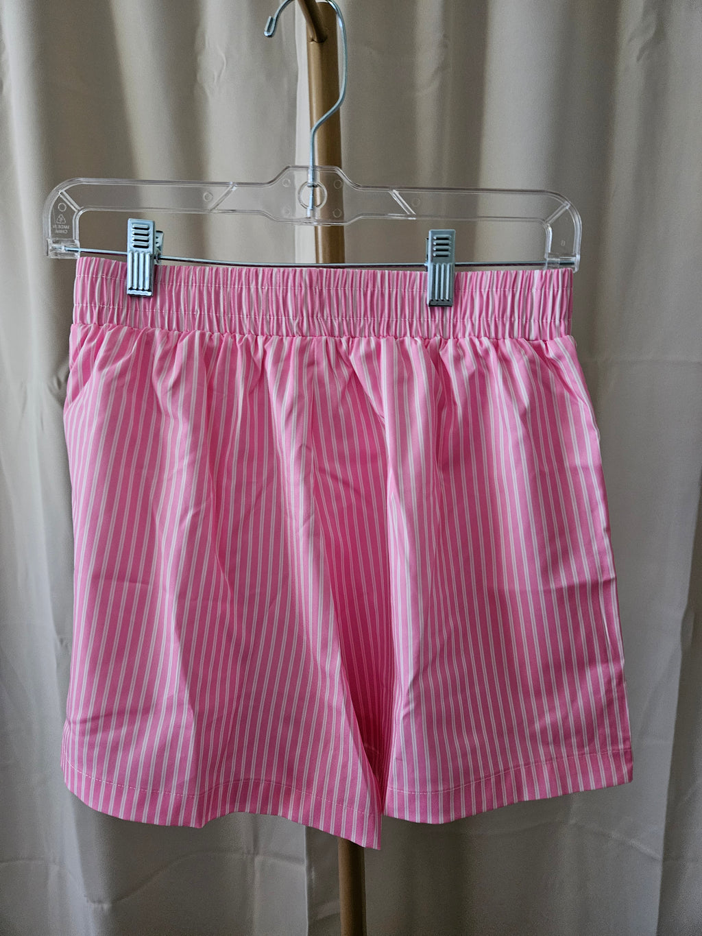 Rosa Clothing Pink & White 2PC Shorts Set Tie Back Top Elastic Waist