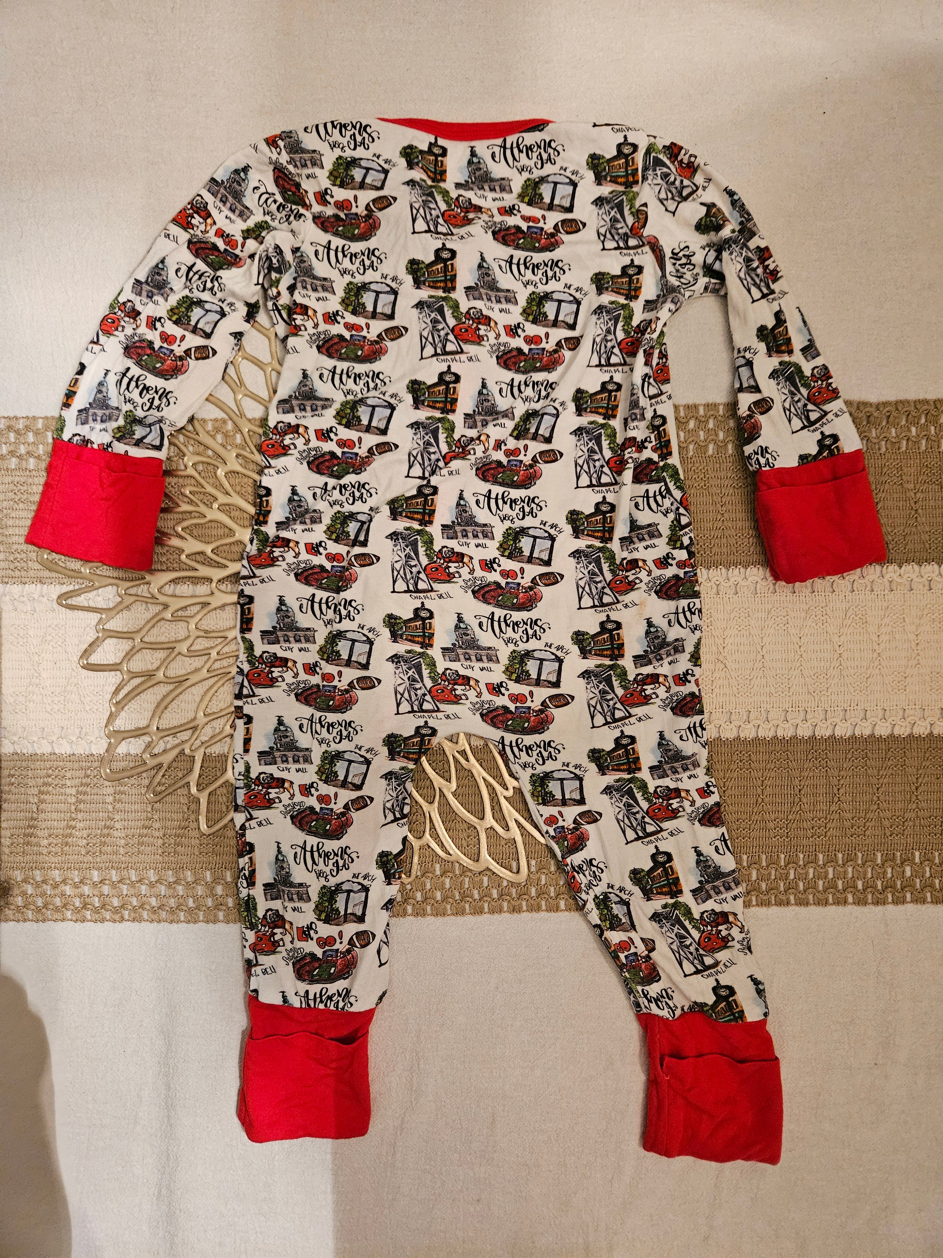 GA Bulldog Bundle. Bubble, Sleeper, Bloomers And Bow Sz 6-12M