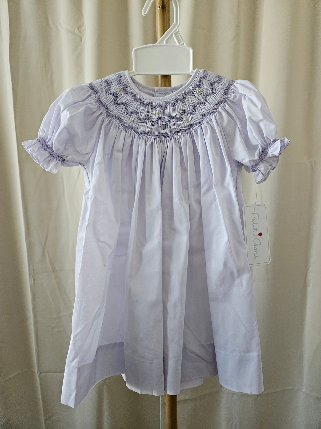 Petit Ami Heirloom Lavender Smocked Bishop Dress