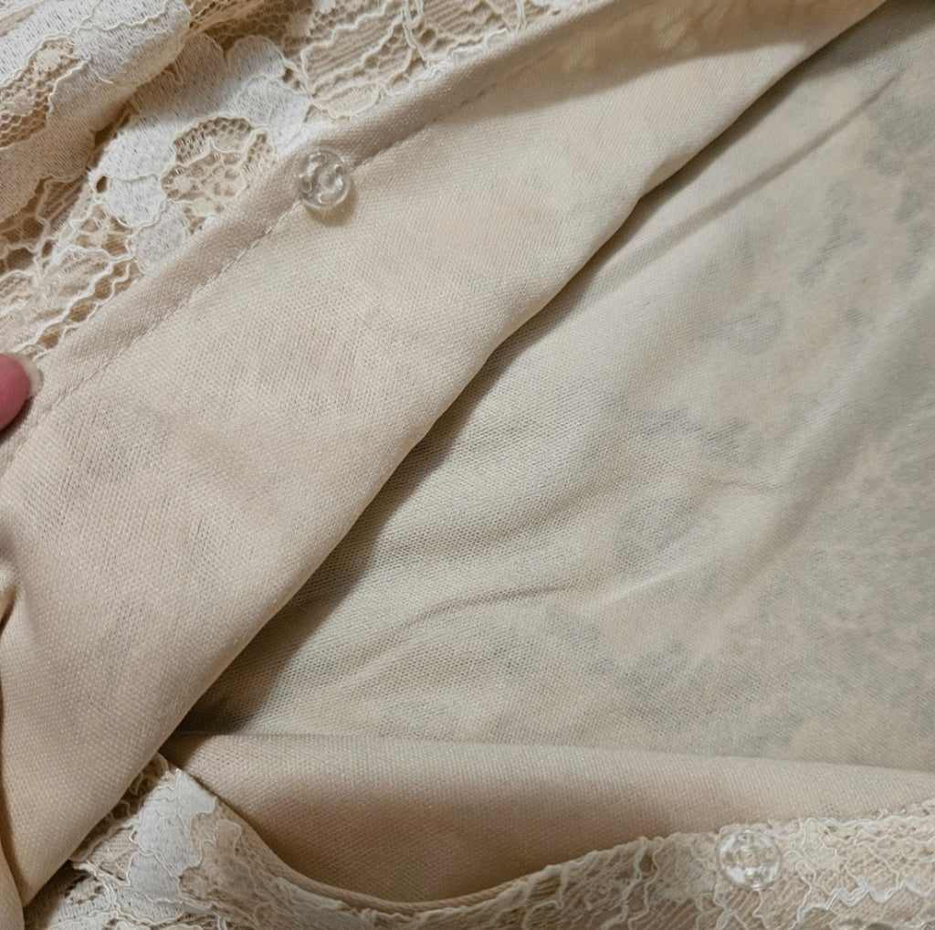 Apricot Crochet Lace Belted V-Neck Wrap Mini Dress Size Small.