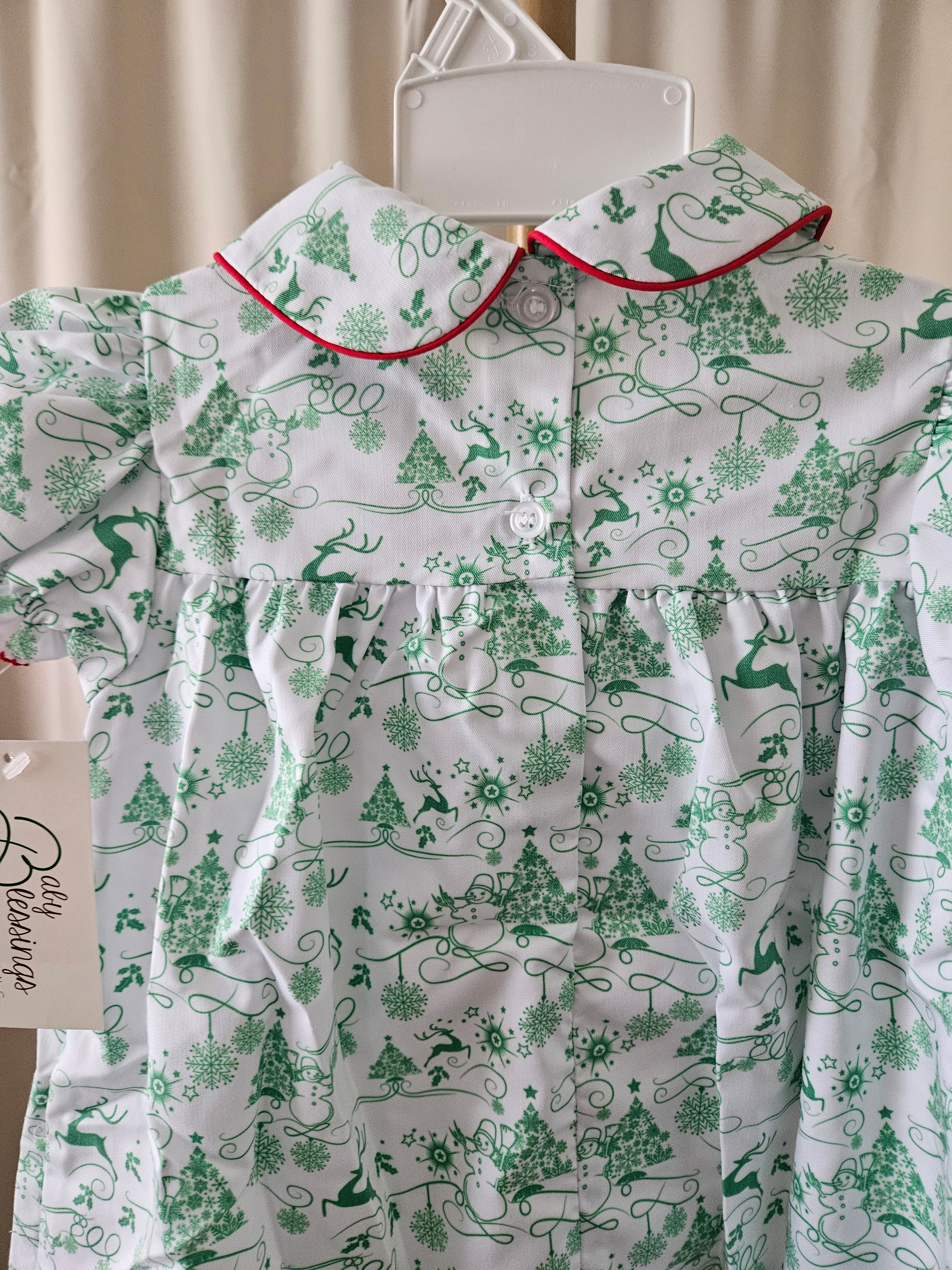 Baby Blessings Smocked Christmas Holly Dress 🎄
