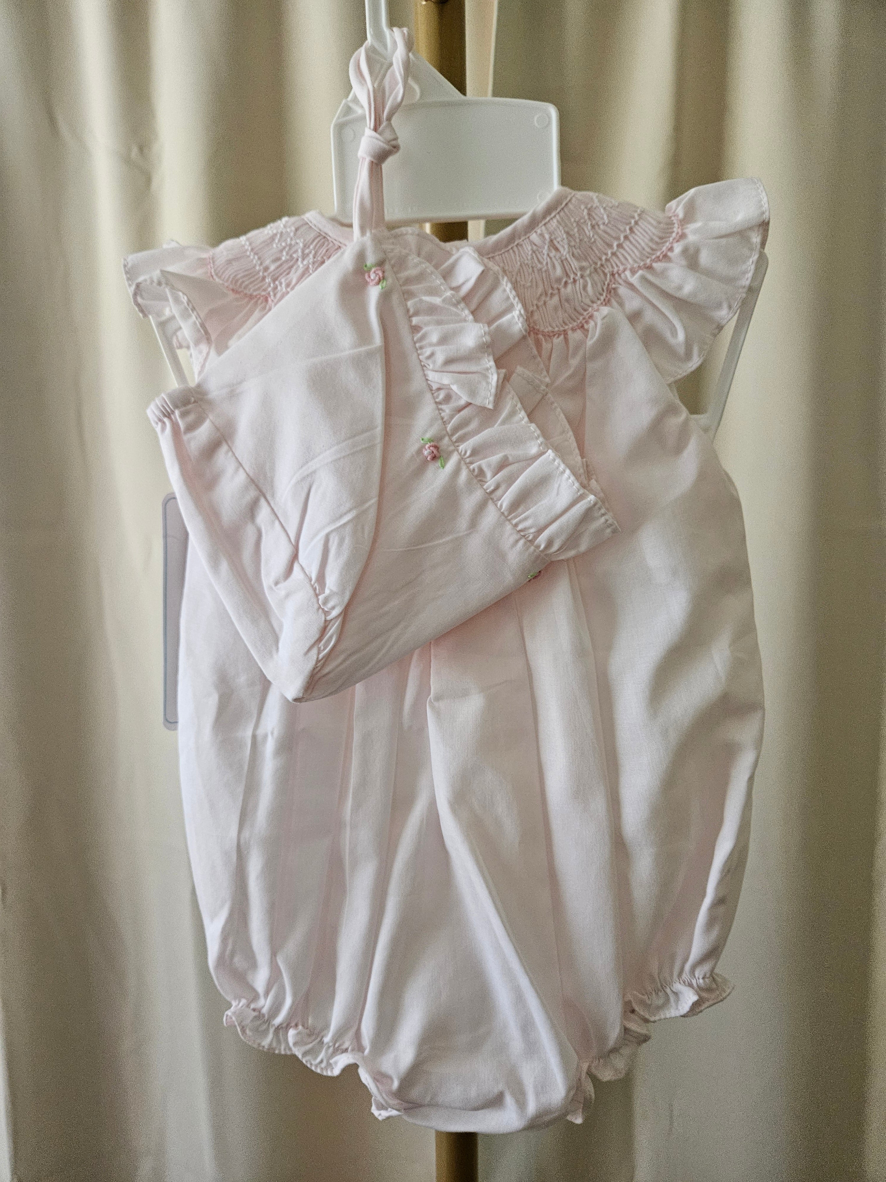 Petit Ami Pink Flutter Sleeve Bubble | Newborn