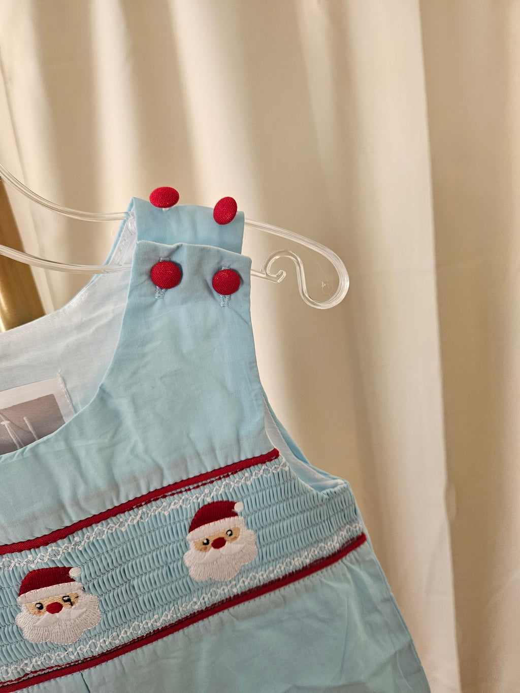 Lil Cactus NWT Light Blue Smocked Santa Jon Jon