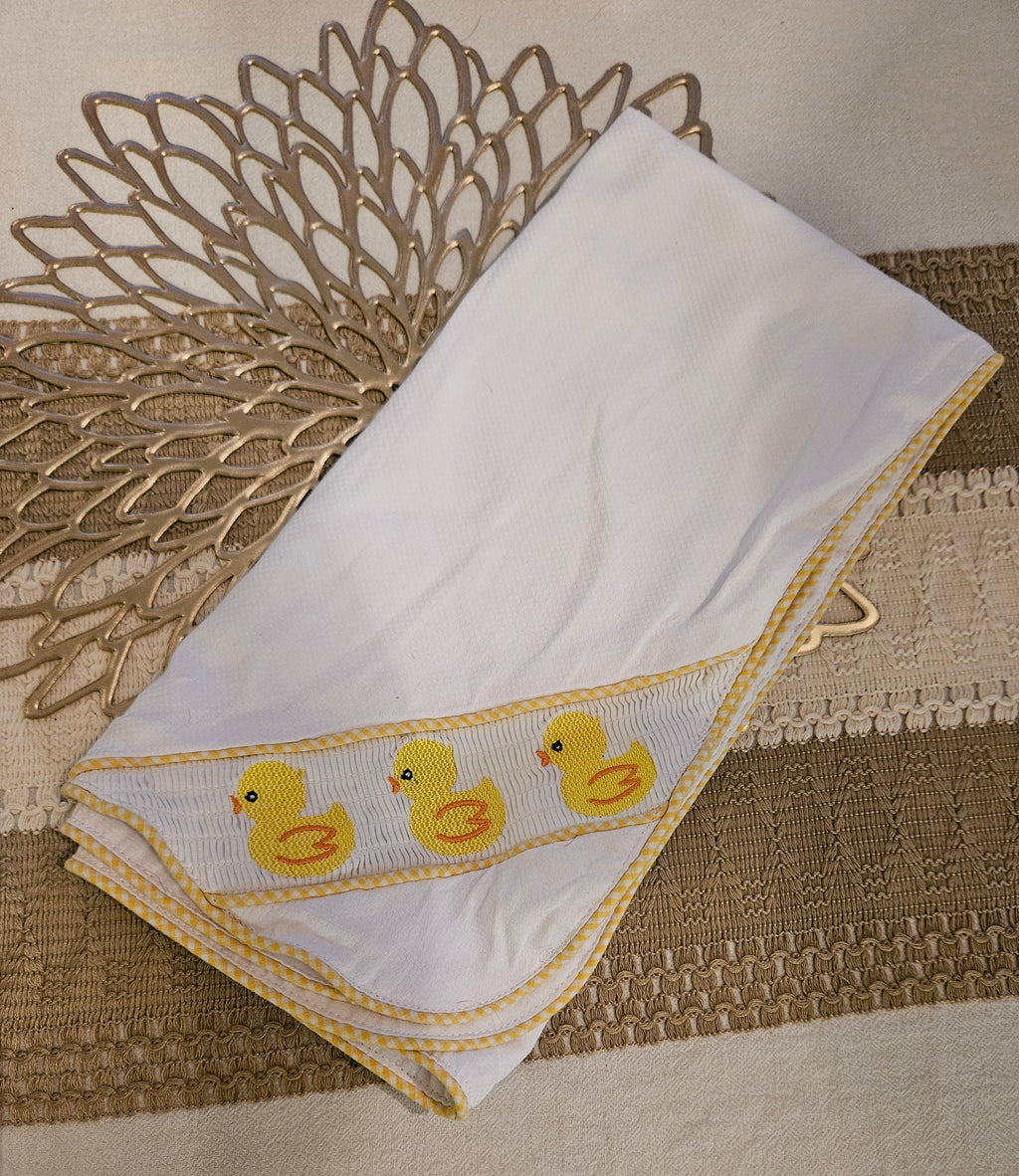 MSC White Dress with Yellow Smocked Ducks Sz 0-6M