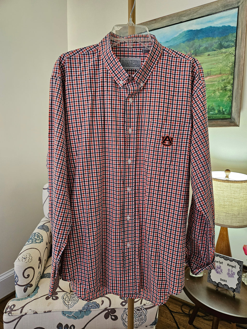 Auburn Tigers Campus Specialties Orange & Blue Plaid Shirt Sz XXL