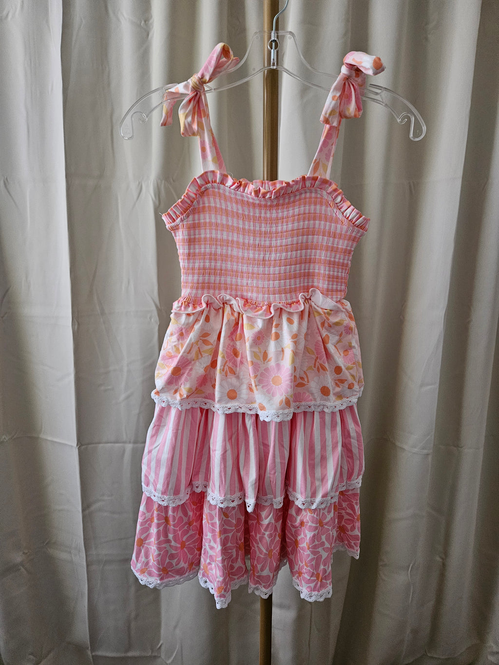 Oopsie Dasiy Anna Pink Daisy Layered Lace Dress