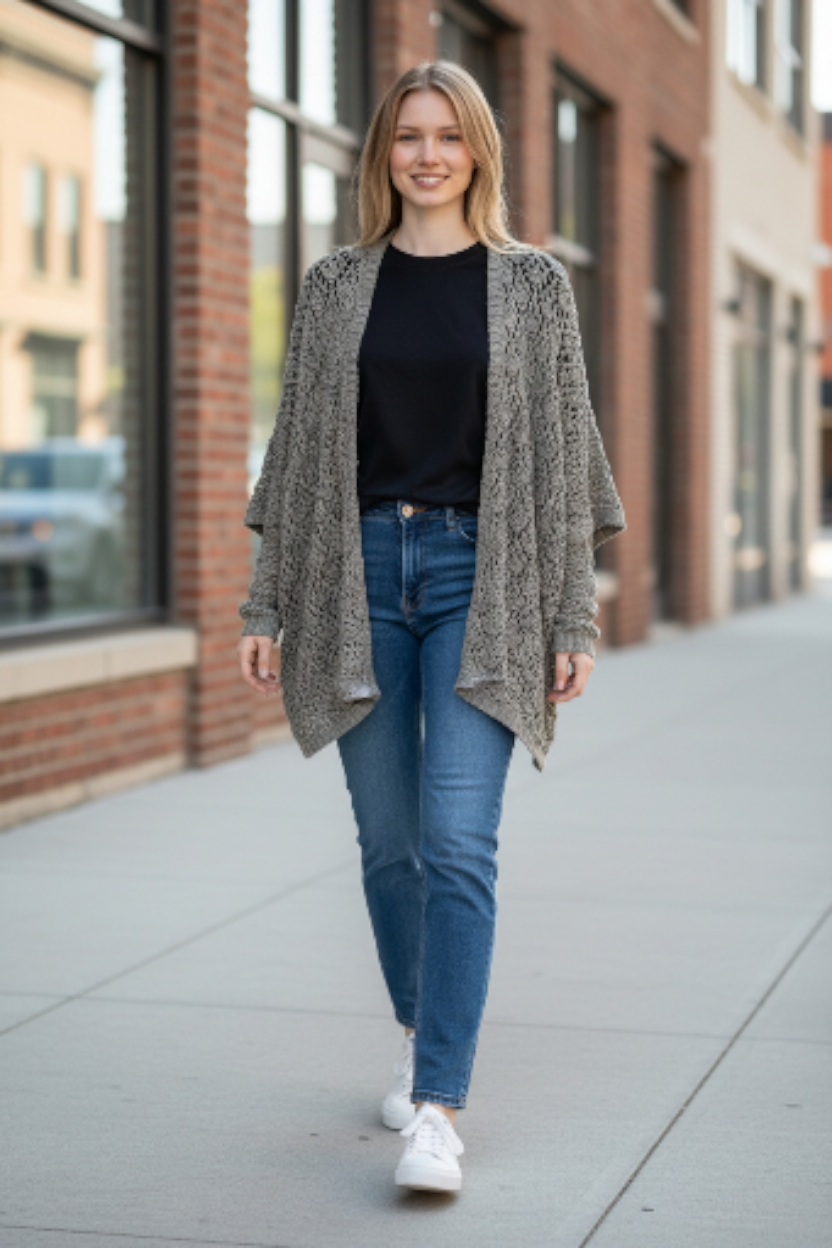 Nicole Miller Brown Open-Front Cardign Sz M