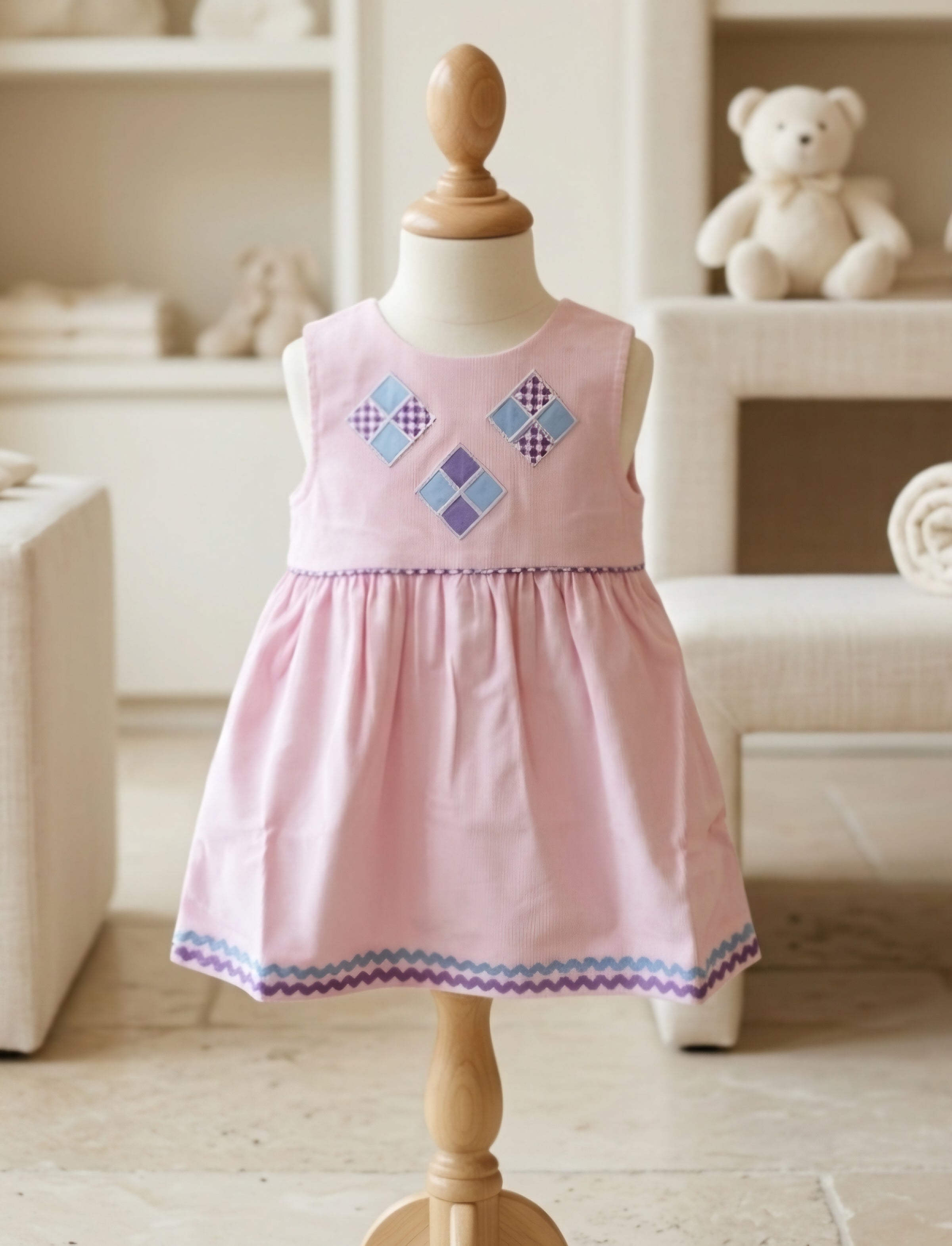 The Beaufort Bonnet Company Pink Corduroy Appliqué Dress