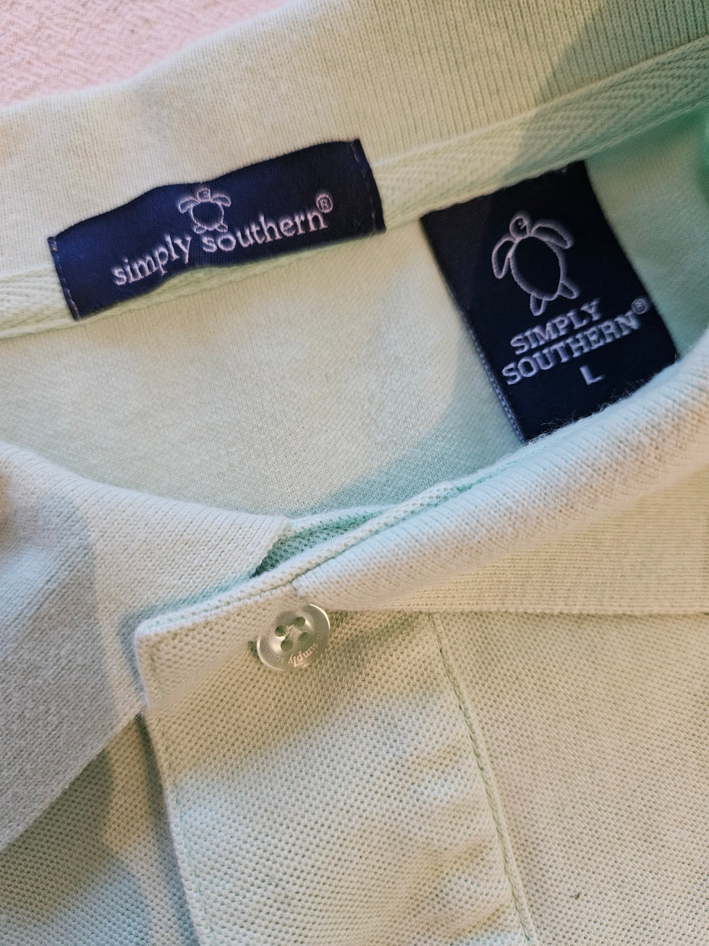 Simply Southern Light Green Polo Shirt Sz Lg