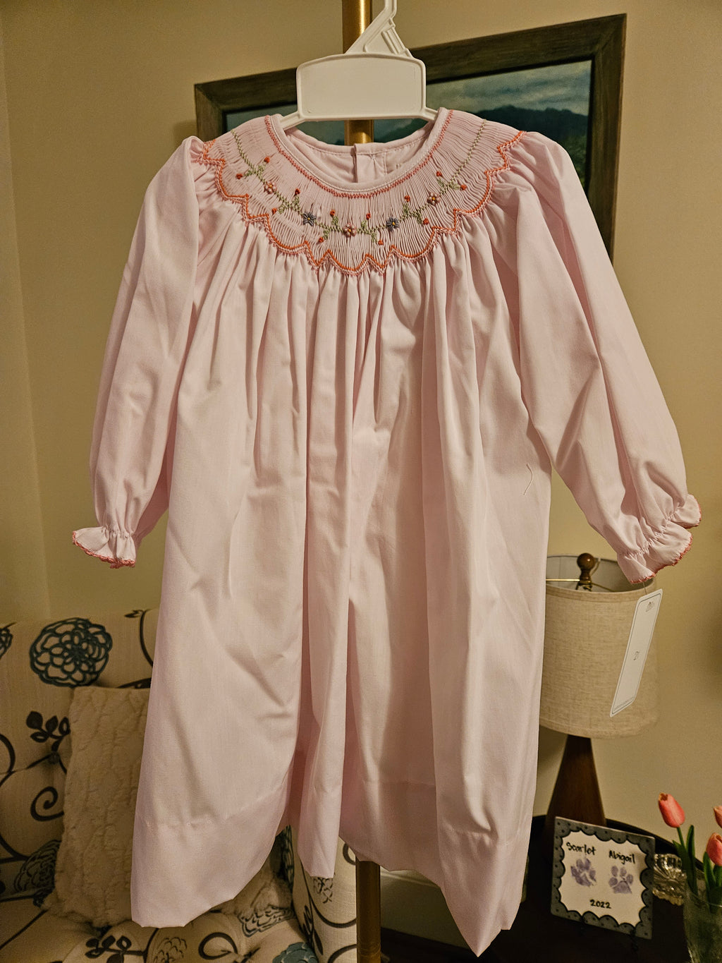 Petit Amu Pink Floral Smocked Bishop Dress