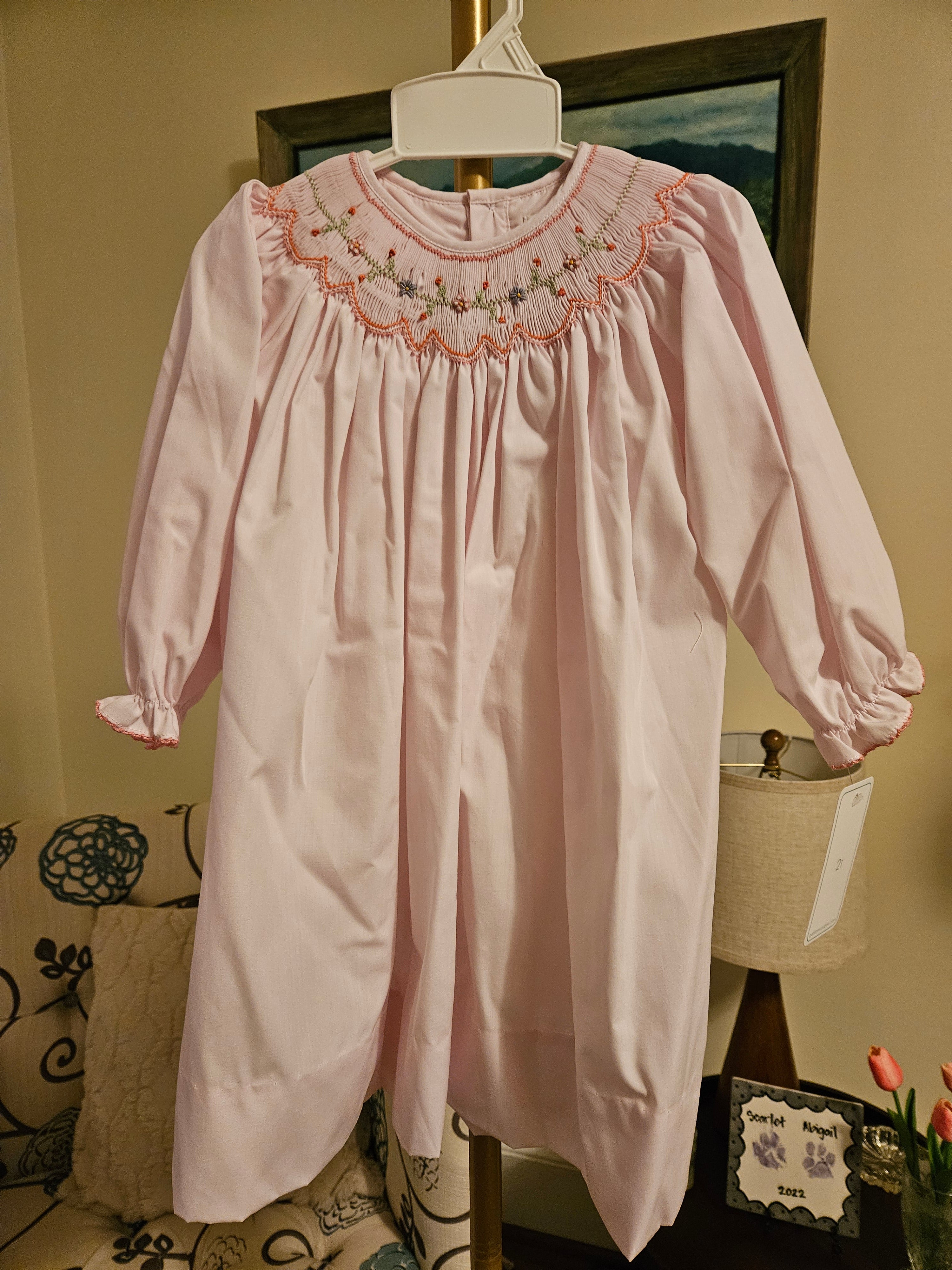 Petit Amu Pink Floral Smocked Bishop Dress