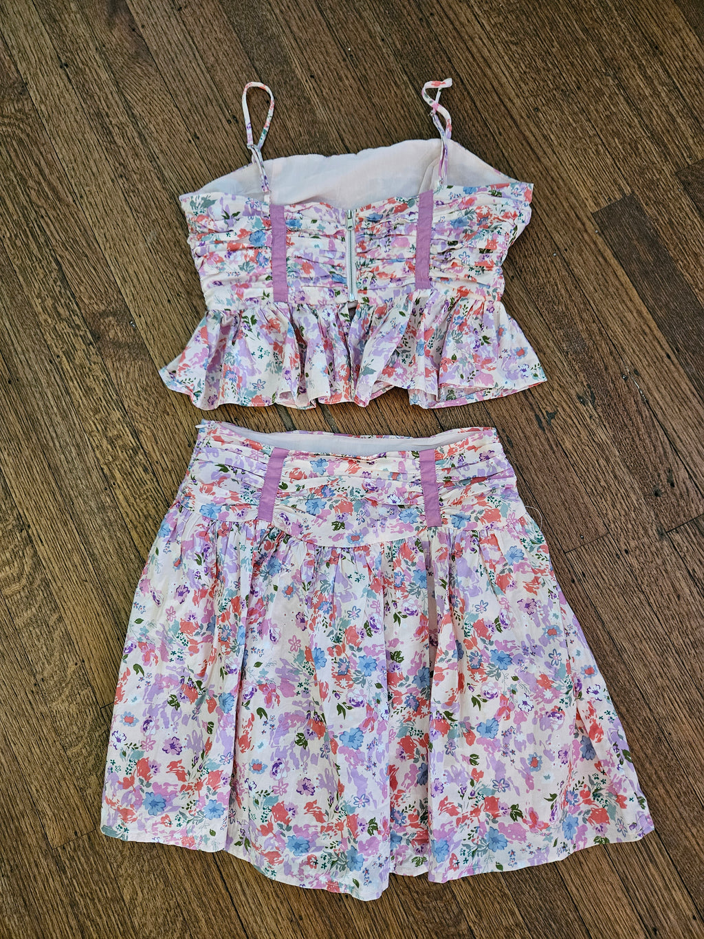 AUREUM Floral Mini Dress - Pink And Purple 2pc Sz Sm