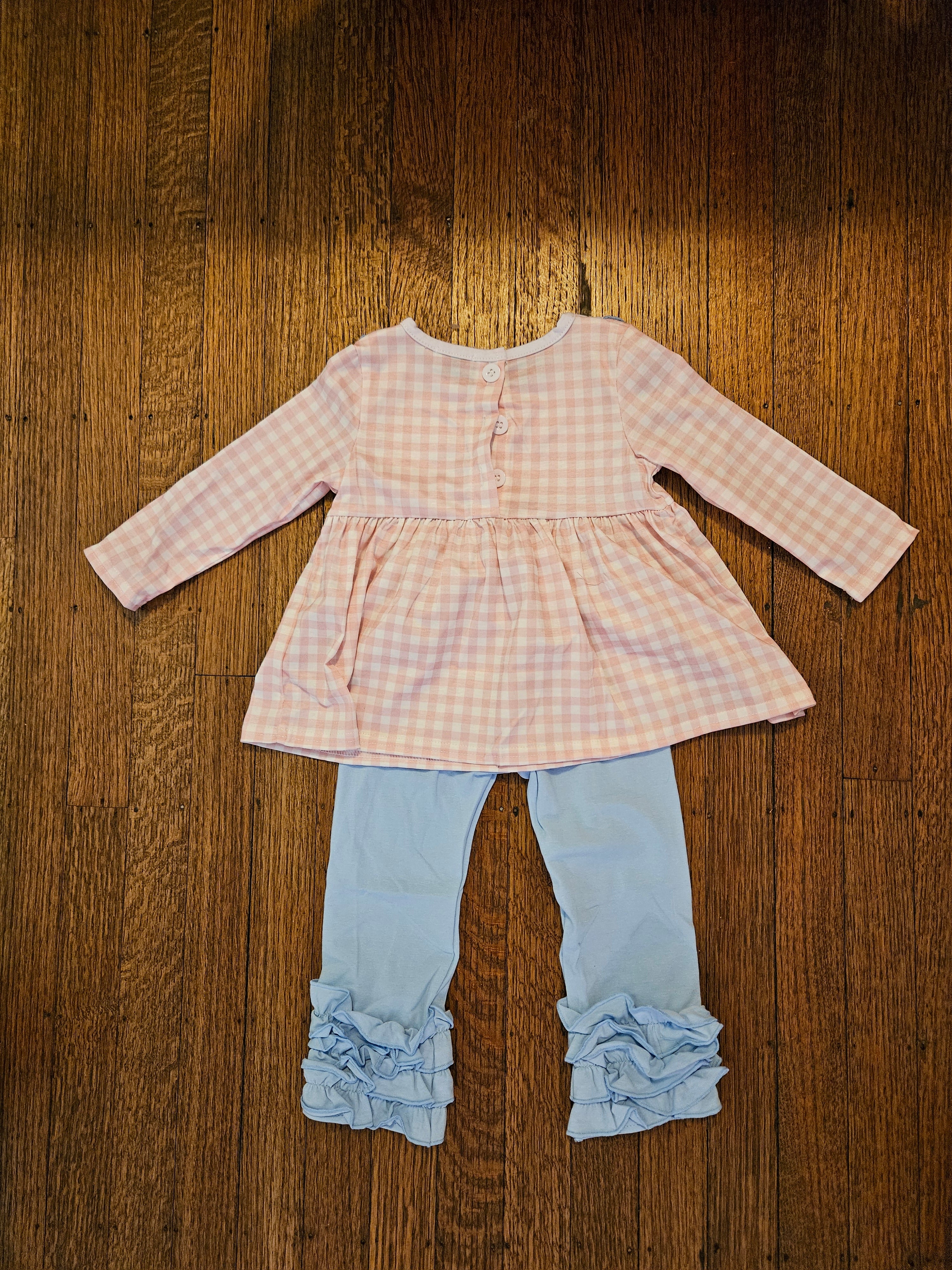 Abby & Evie Disney Pink and Blue Princess Embroidery W/ Ruffle Pants Sz 12M