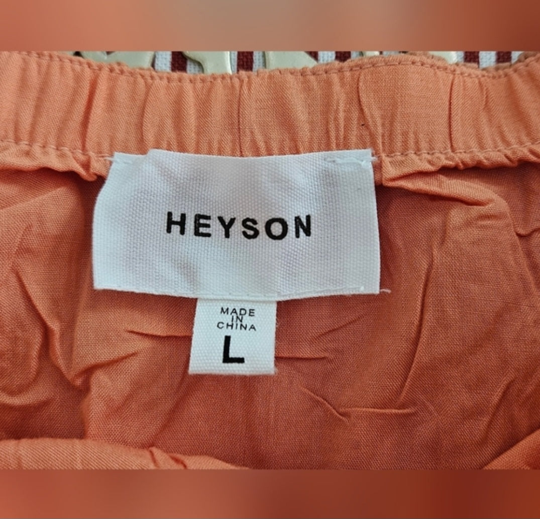 Heyson Apricot Puff Cropped Blouse Size Large