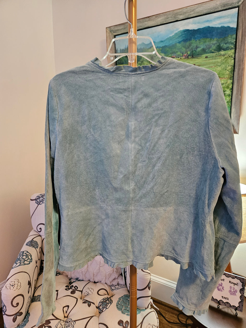 Karen Kane Turquoise Suede Tie Front Jacket Sz Lg