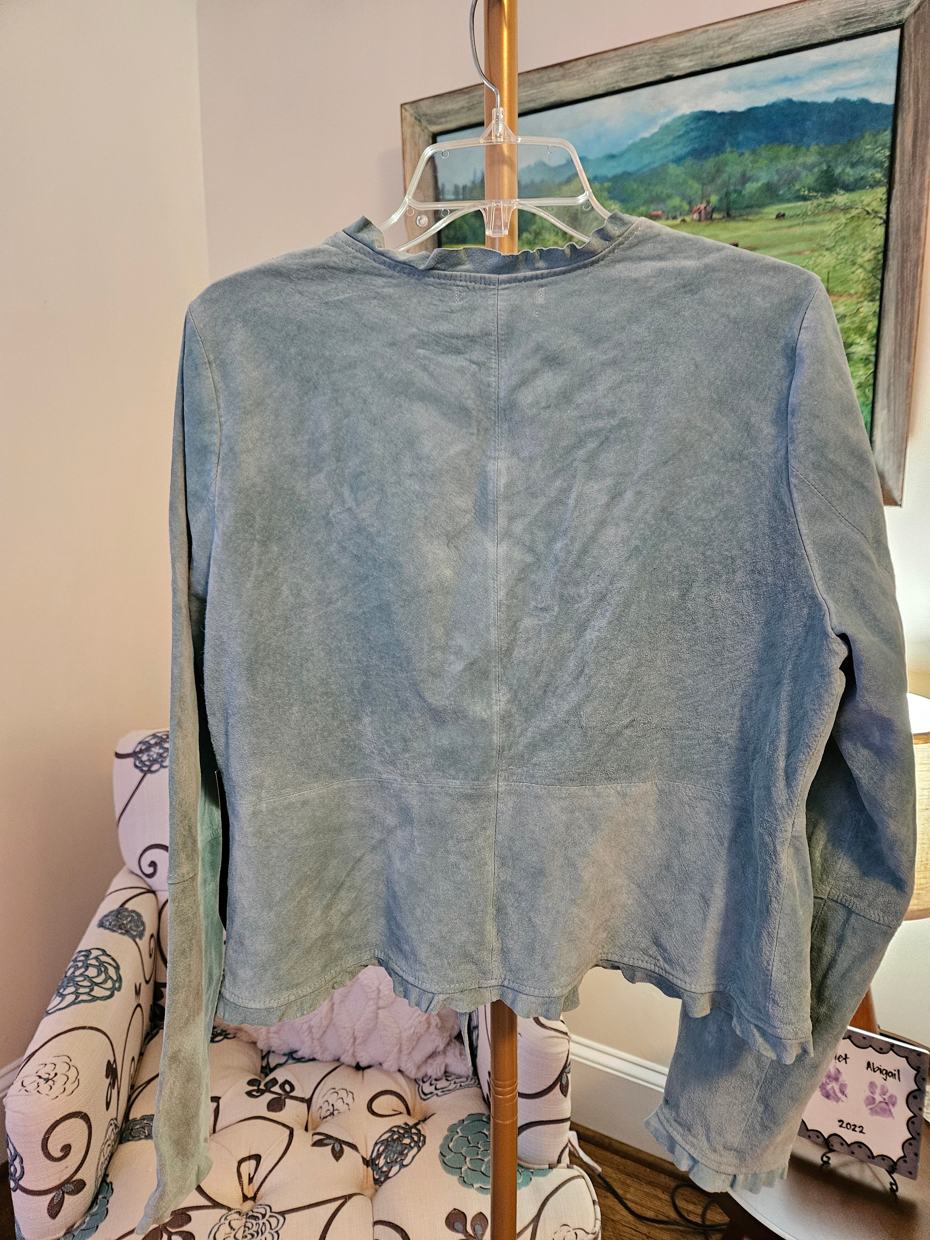 Karen Kane Turquoise Suede Tie Front Jacket Sz Lg