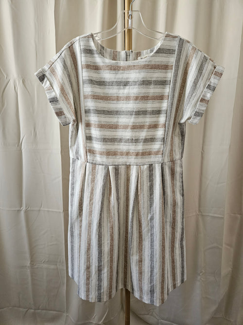 Blu Pepper Cream Striped Mini Dress – Size Small