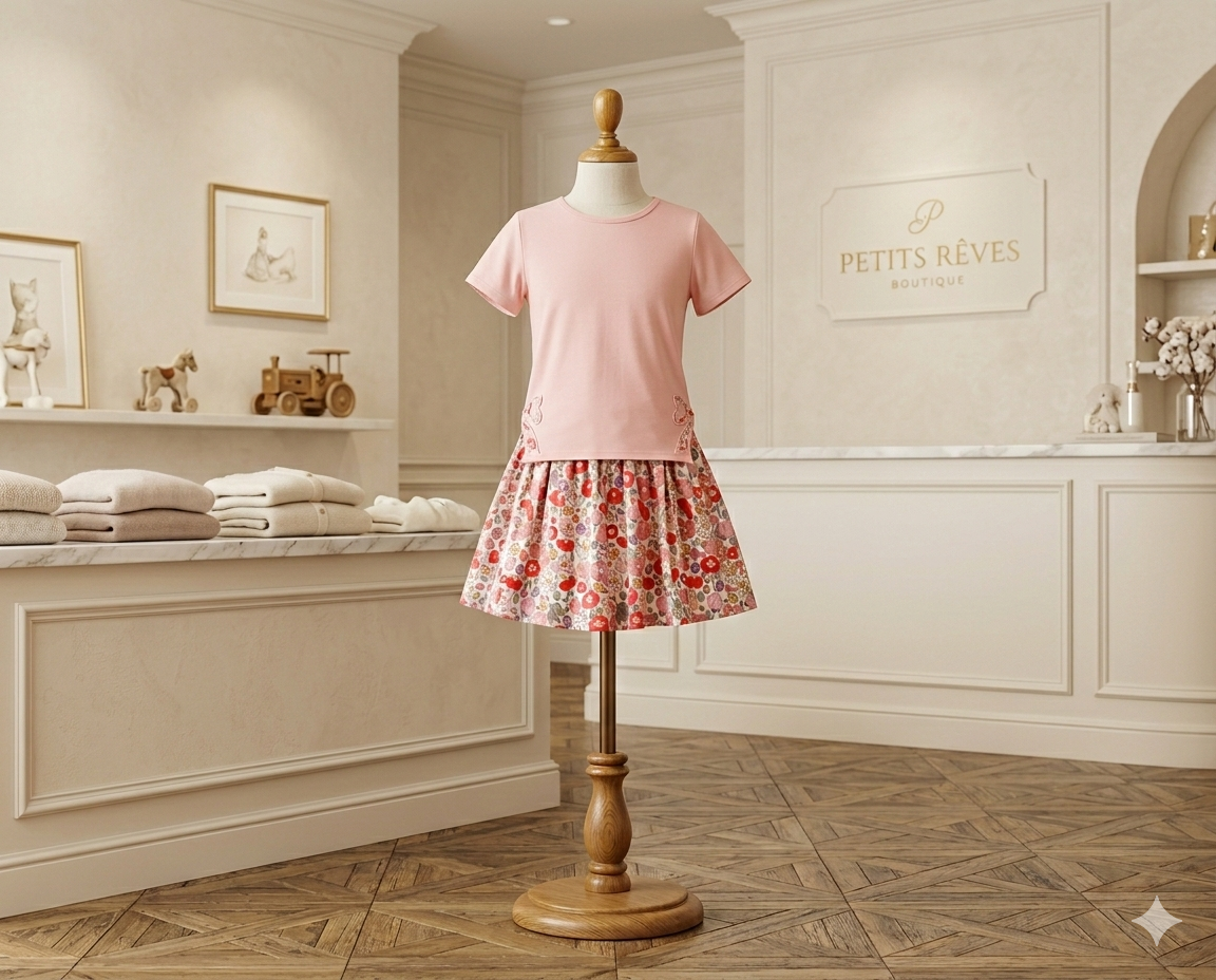 Adorable Sweetness Peach Bow Floral Skort Set
